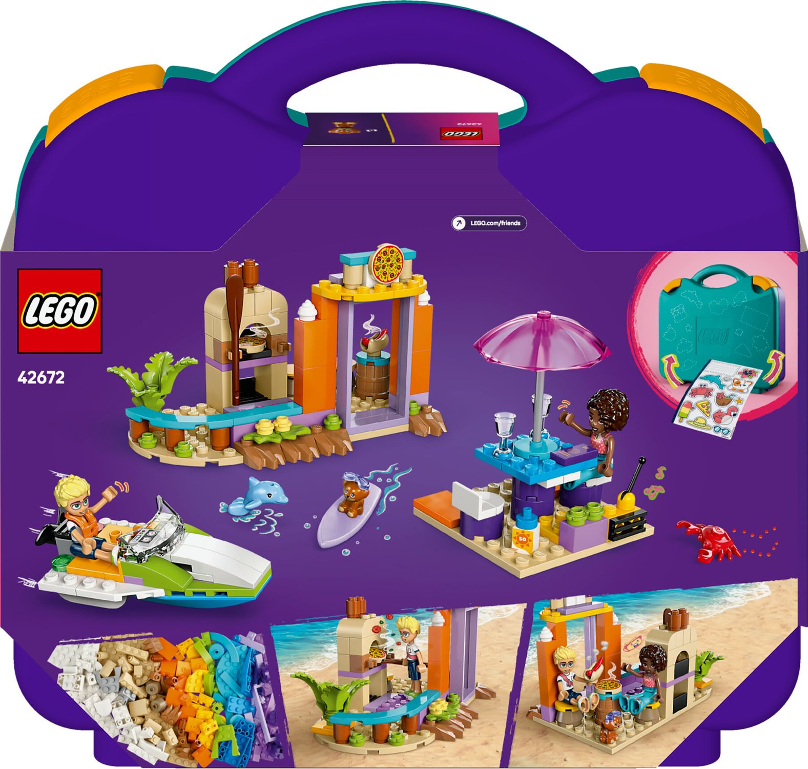 Lego friends 42672 valigia creativa da spiaggia e da viaggio, giochi 2 in 1 per bambine 5+, motoscafo e idrovolante giocattolo - LEGO FRIENDS, Lego