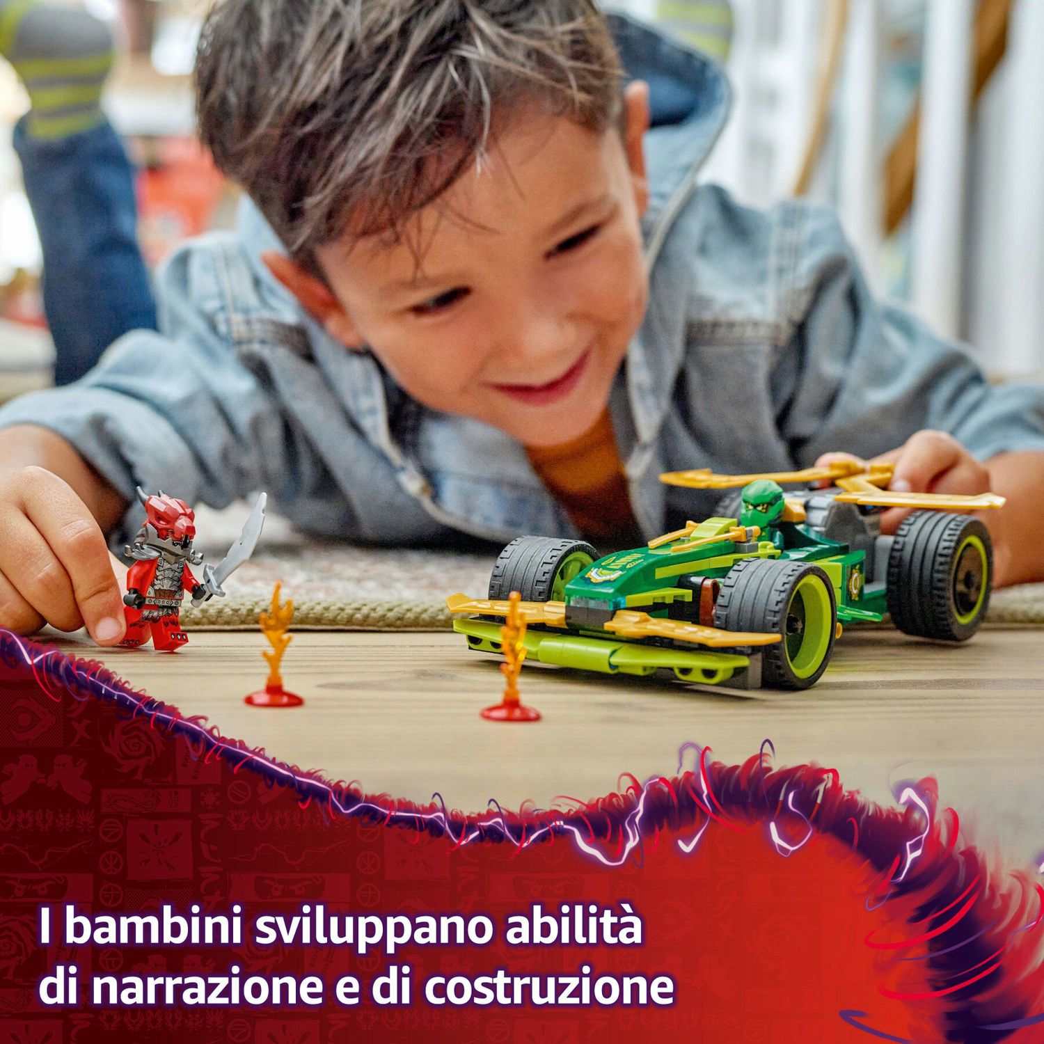 Lego ninjago 71828 racer pull-back di lloyd - modello di auto da corsa giocattolo con 2 minifigure e armi, giochi bambini 7+ - LEGO NINJAGO, Lego