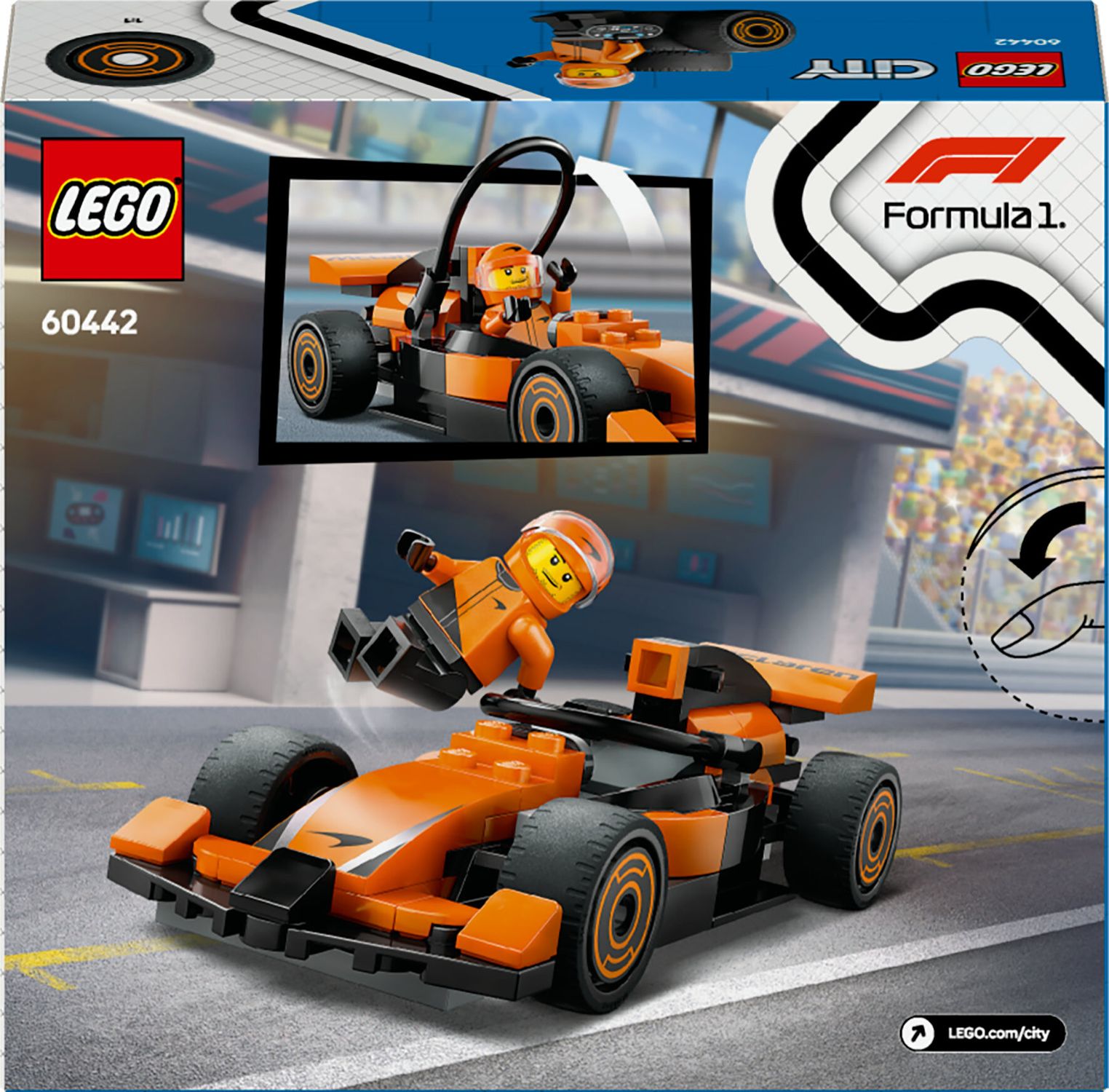 Lego city 60442 pilota e monoposto mclaren f1, modello di macchina giocattolo da formula 1, regalo bambini 6+ fan delle auto - LEGO CITY, Lego