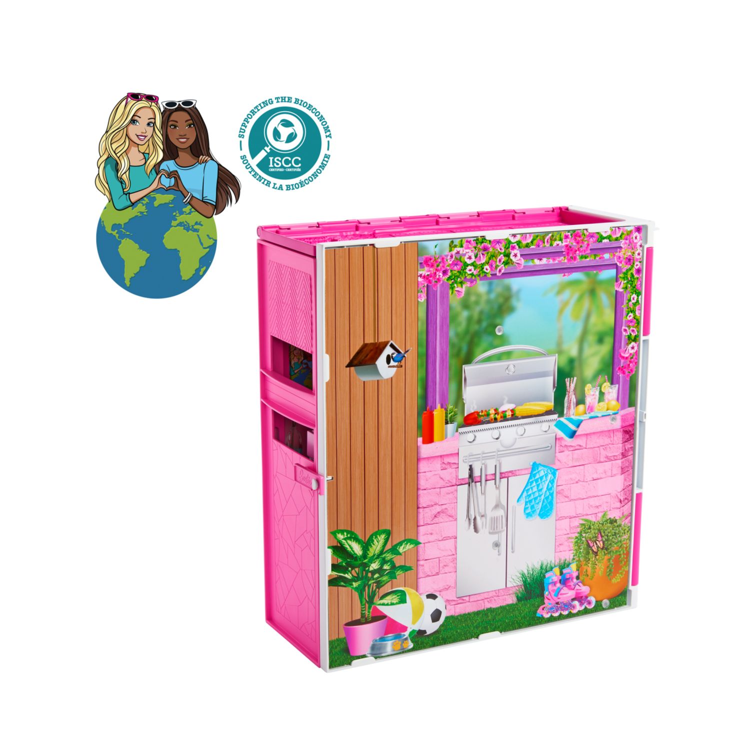 Barbie - casa delle vacanze, playset con 4 aree di gioco e 11 accessori decorativi inclusi - Barbie