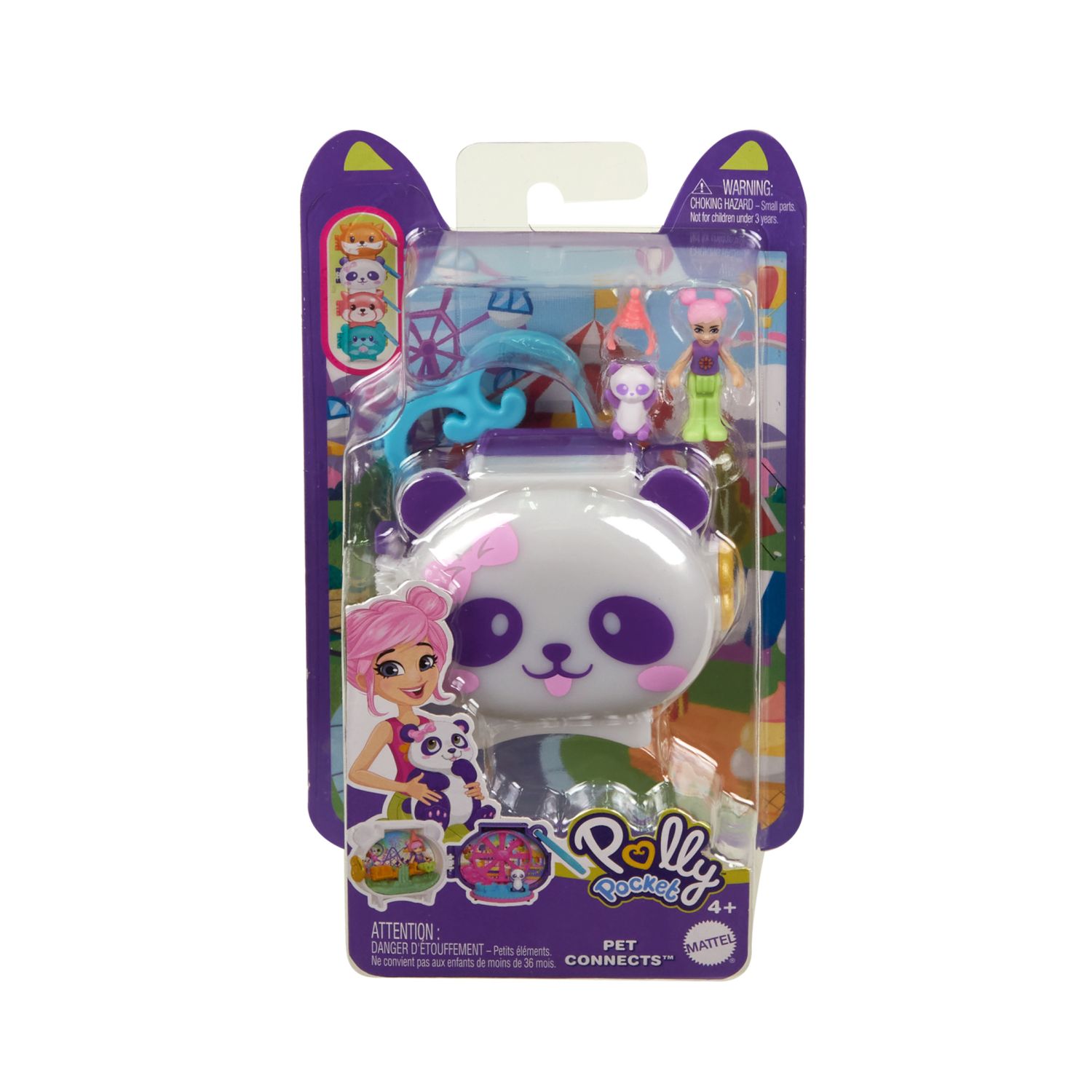 Polly pocket - cofanetto animaletto assortito, set apribile a forma di animale con 2 cuccioli e tanti accessori inclusi - Polly Pocket