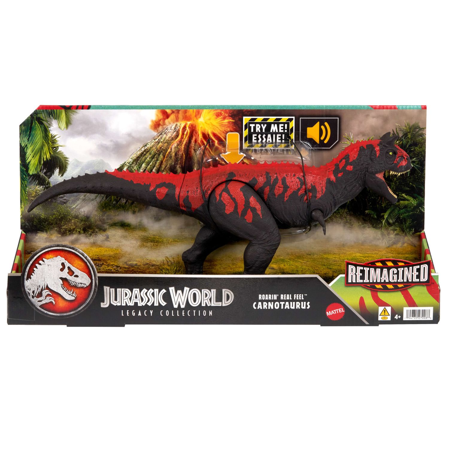 Mattel jurassic world - carnotauro attacca e ruggisci, dinosauro della legacy collection reimagined con pelle realistica, design retrò e ruggiti inclusi - Jurassic World