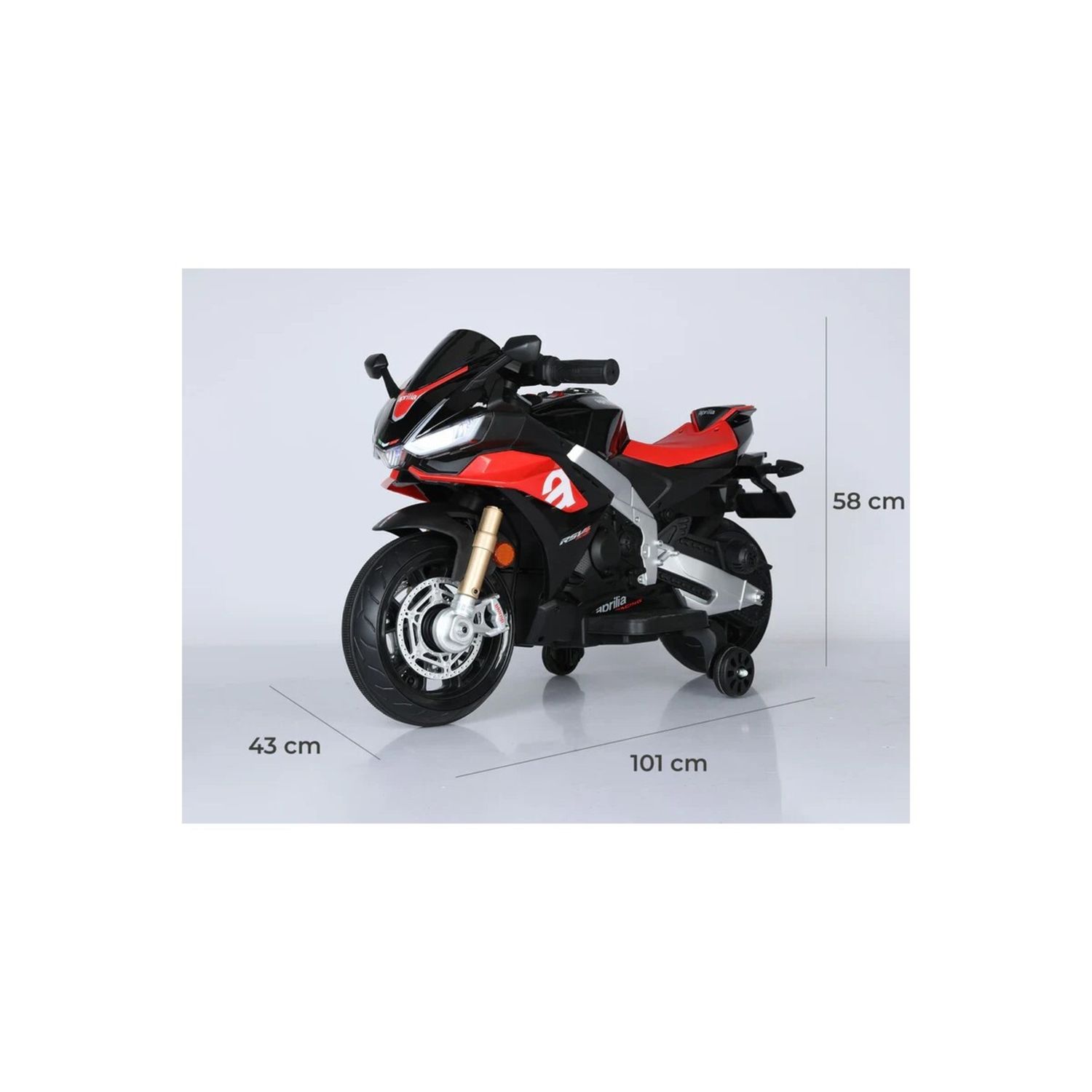 Moto elettrica per bambini aprilia racing rsv4 small 12v nera – design sportivo - adatta per bambini dai 3 anni in su - LAMAS