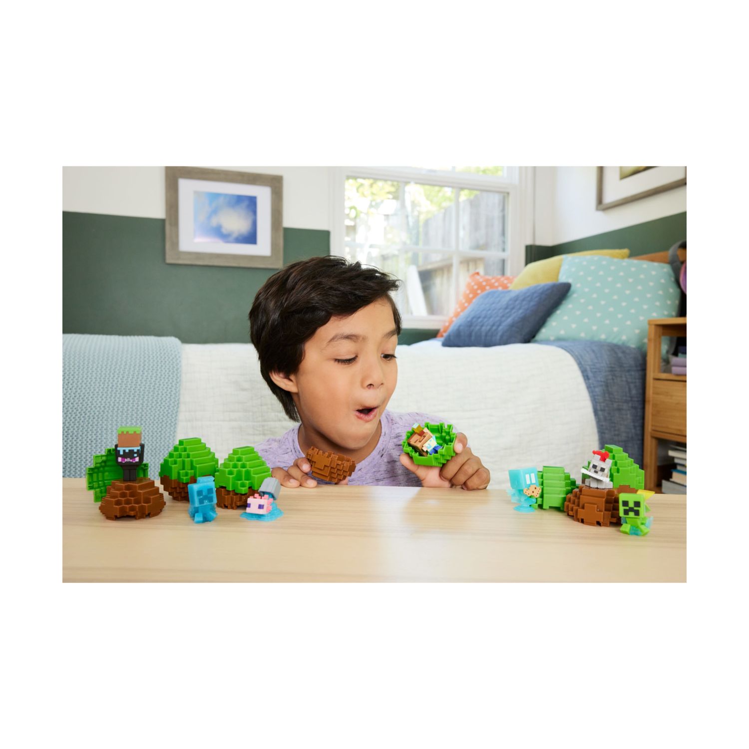 Mattel minecraft - mini mode uovo generatore, personaggio a sopresa dal design pixelato - MINECRAFT