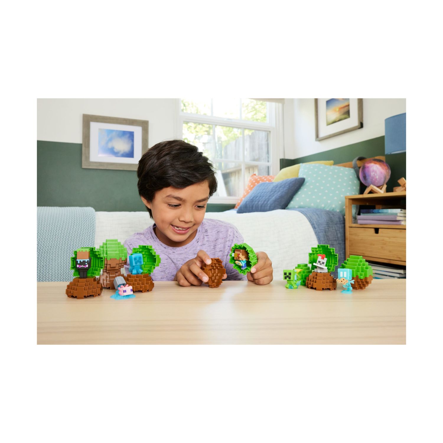 Mattel minecraft - mini mode uovo generatore, personaggio a sopresa dal design pixelato - MINECRAFT