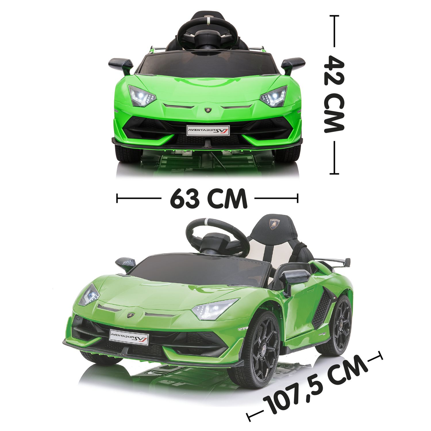 Lamborghini aventador svj roadster 12v - auto elettrica per bambini con batteria al litio, telecomando e fari funzionanti - SUN&SPORT