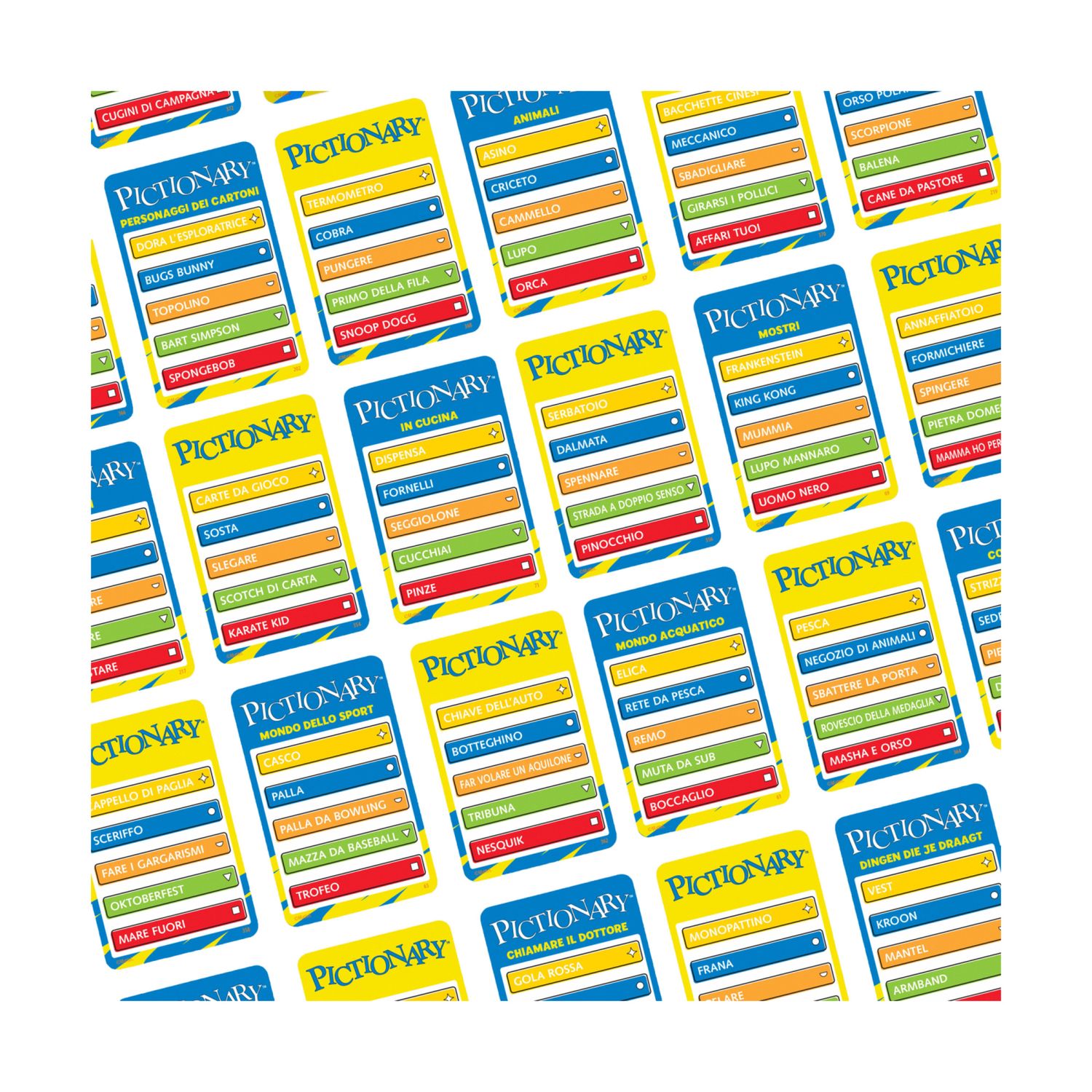 Mattel games - pictionary, con indizi in italiano, pennarelli cancellabili, lavagnette e clessidra - PICTIONARY