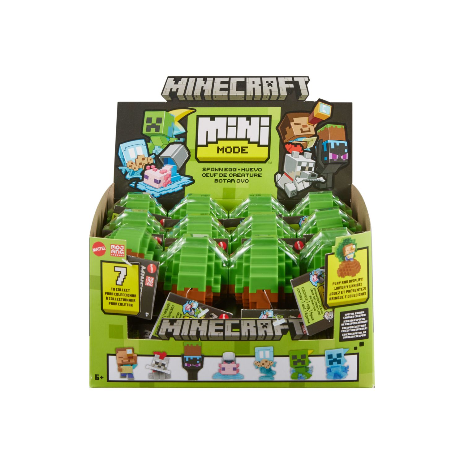 Mattel minecraft - mini mode uovo generatore, personaggio a sopresa dal design pixelato - MINECRAFT