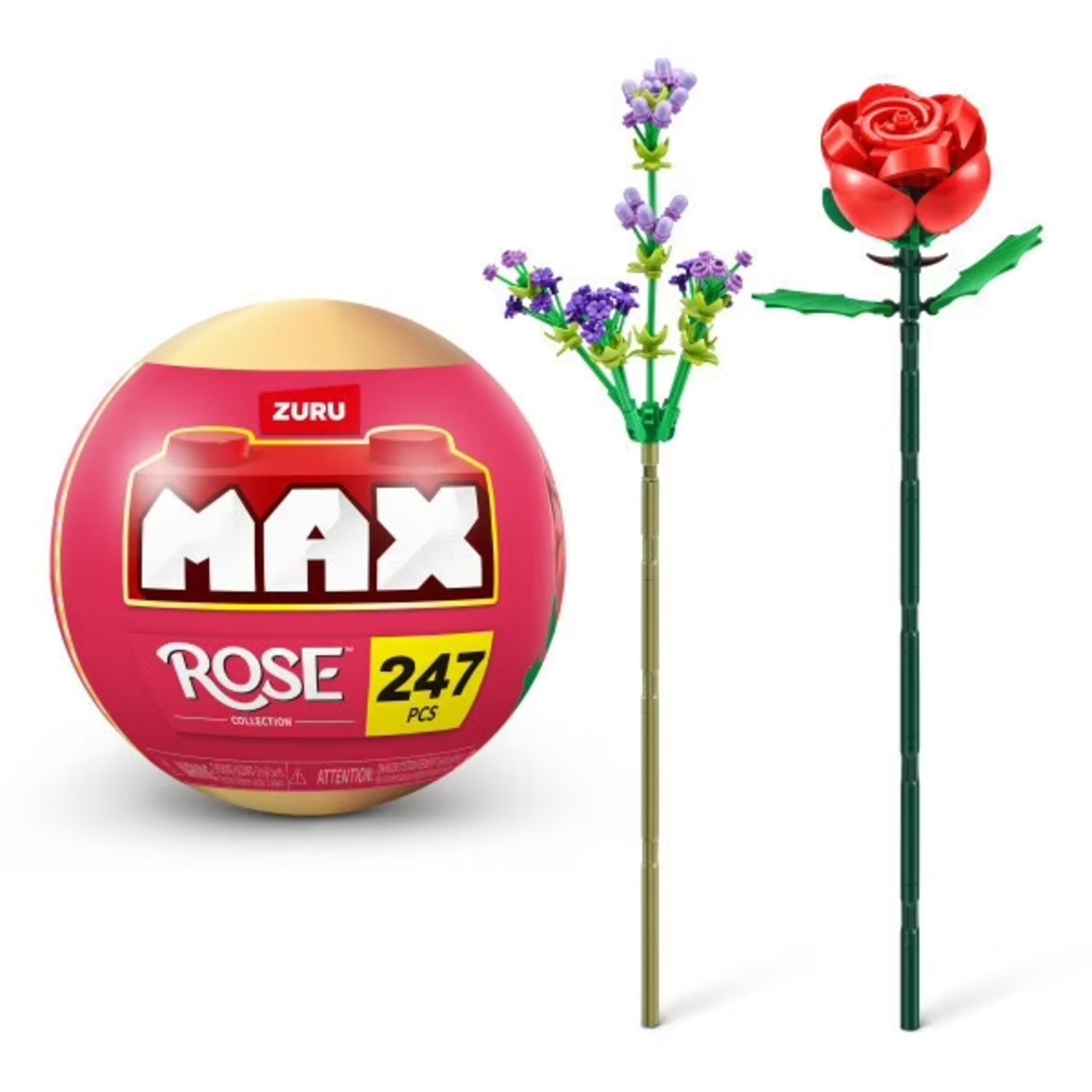 Zuru max premium bricks rosa 247 pezzi serie 1-2 modelli - rosa e rametto di lavanda - perfetto per lui e per lei - ZURU