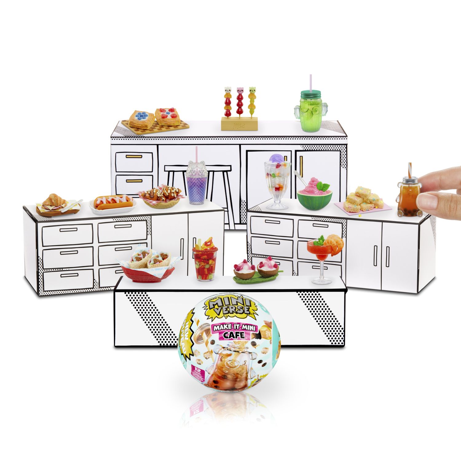 Mga's miniverse make it mini cafe serie 4, mini oggetti da collezione fai da te in resina, repliche alimenti, per collezionisti e bambini 8+ - MINIVERSE MGA