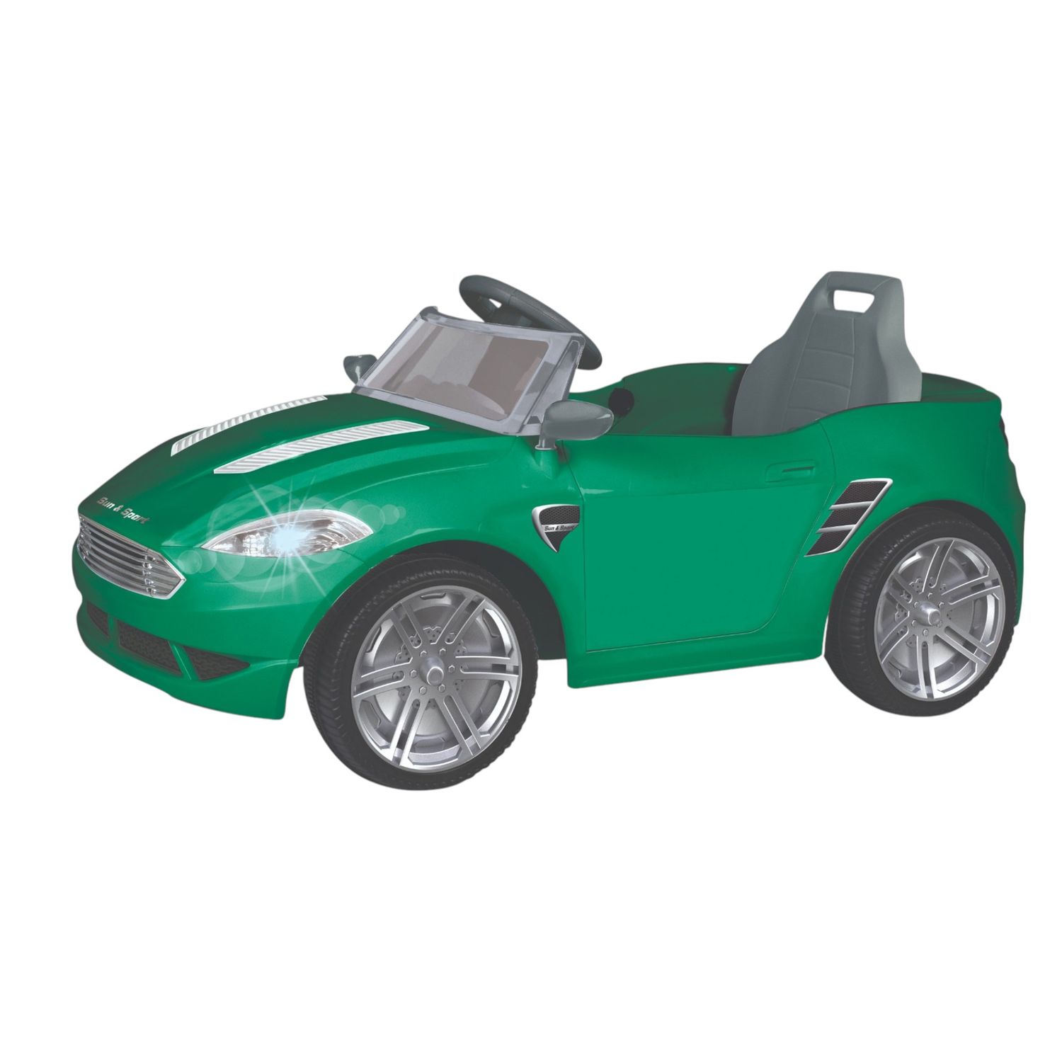 Macchina elettrica 6v per bambini - auto con batteria al litio, telecomando e effetti luminosi e sonori, verde - SUN&SPORT