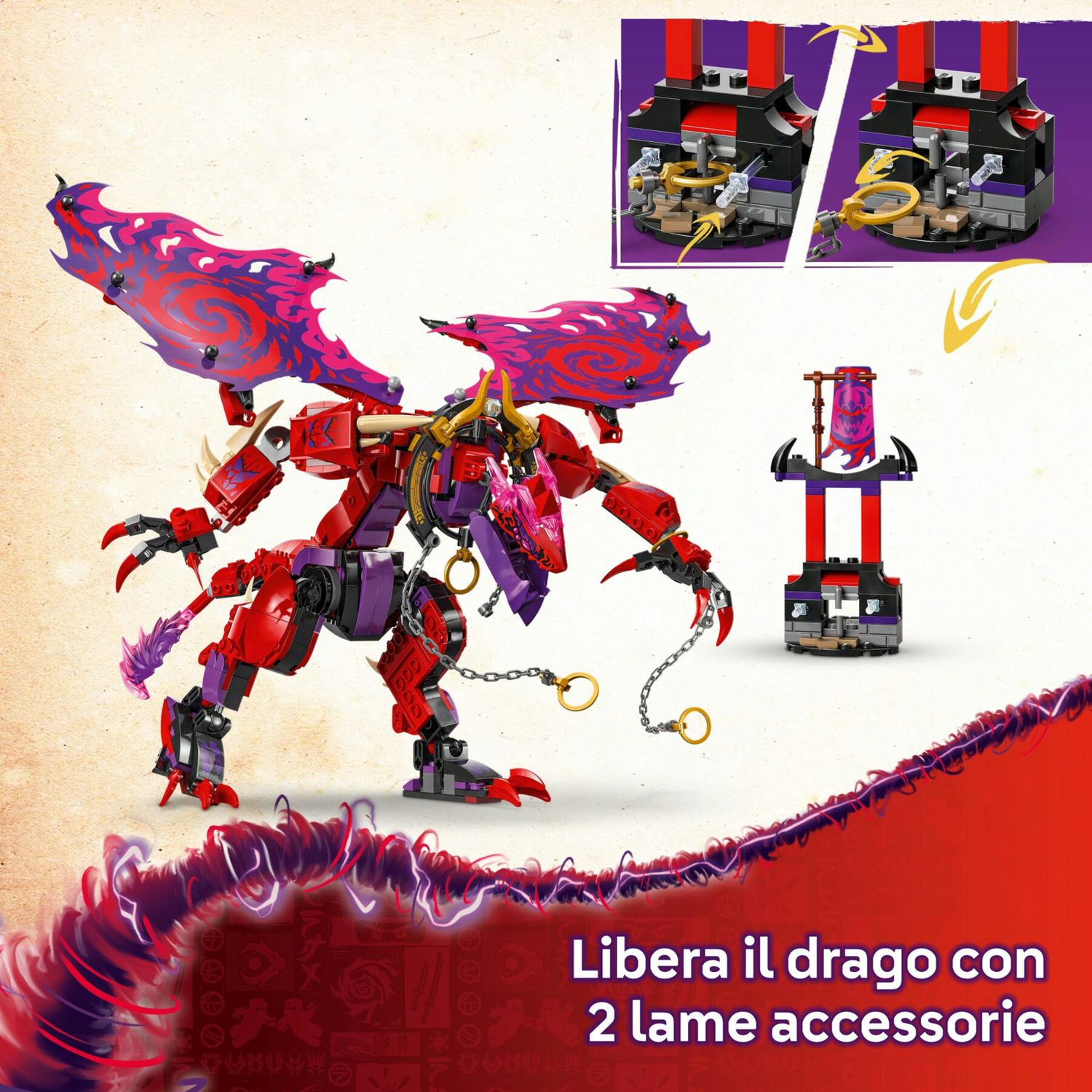 Lego ninjago 71832 thunderfang, il drago del caos, action figure giocattolo snodabile con 6 personaggi, giochi per bambini 8+ - LEGO NINJAGO, Lego