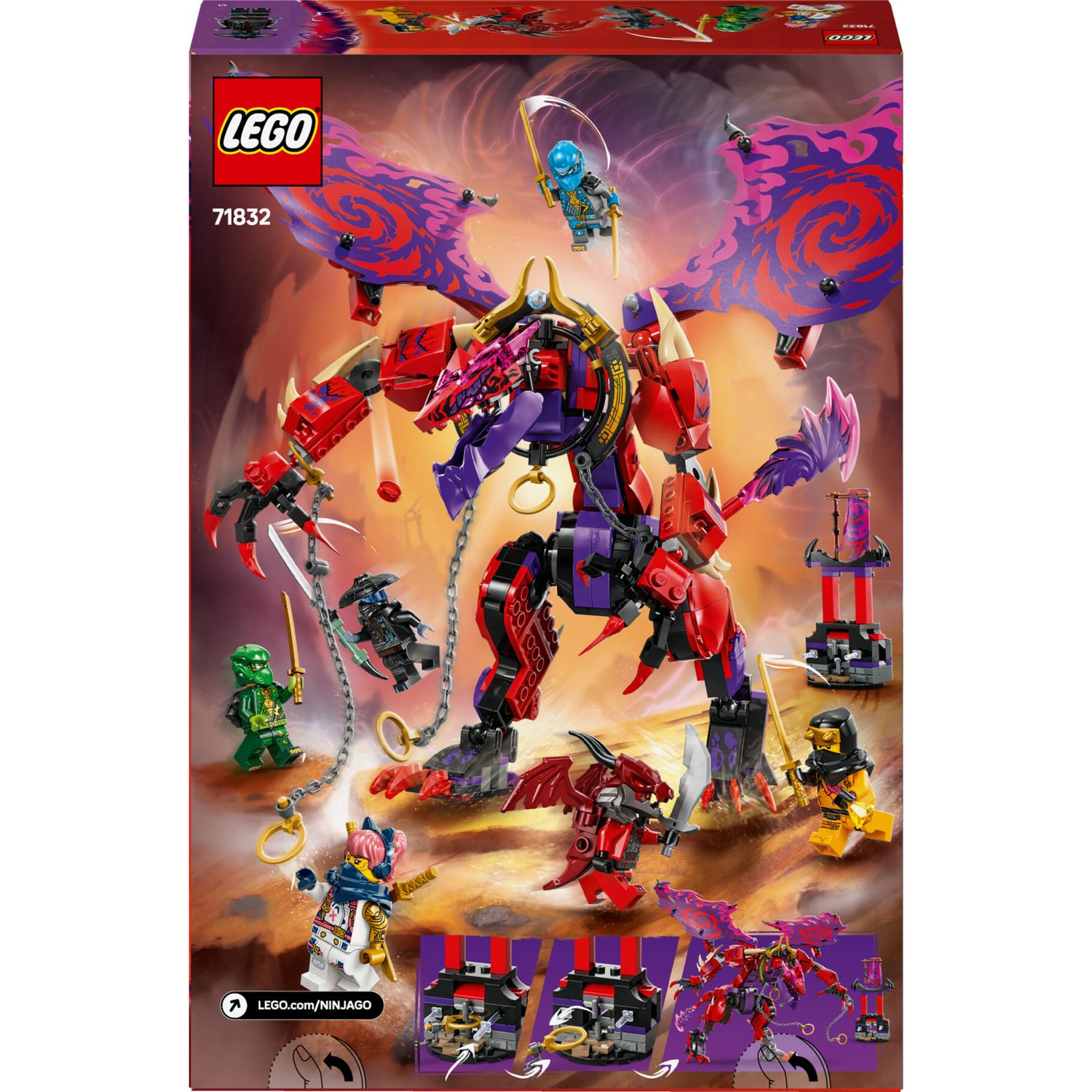Lego ninjago 71832 thunderfang, il drago del caos, action figure giocattolo snodabile con 6 personaggi, giochi per bambini 8+ - LEGO NINJAGO, Lego