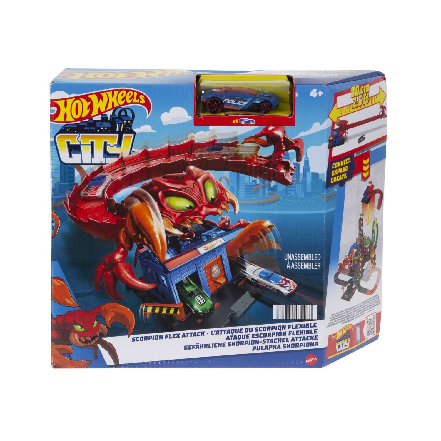 Hot wheels city - creature mostruose, set singolo assortito collegabile con pista e macchinina inclusa - Hot Wheels