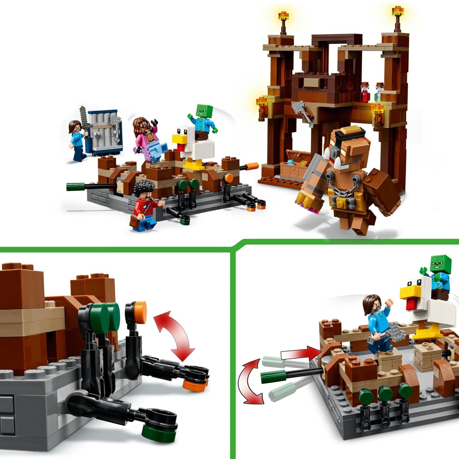 Lego minecraft 21272 magione della foresta: ring di combattimento, giocattolo interattivo con personaggi, gioco bambini 10+ - MINECRAFT, Lego