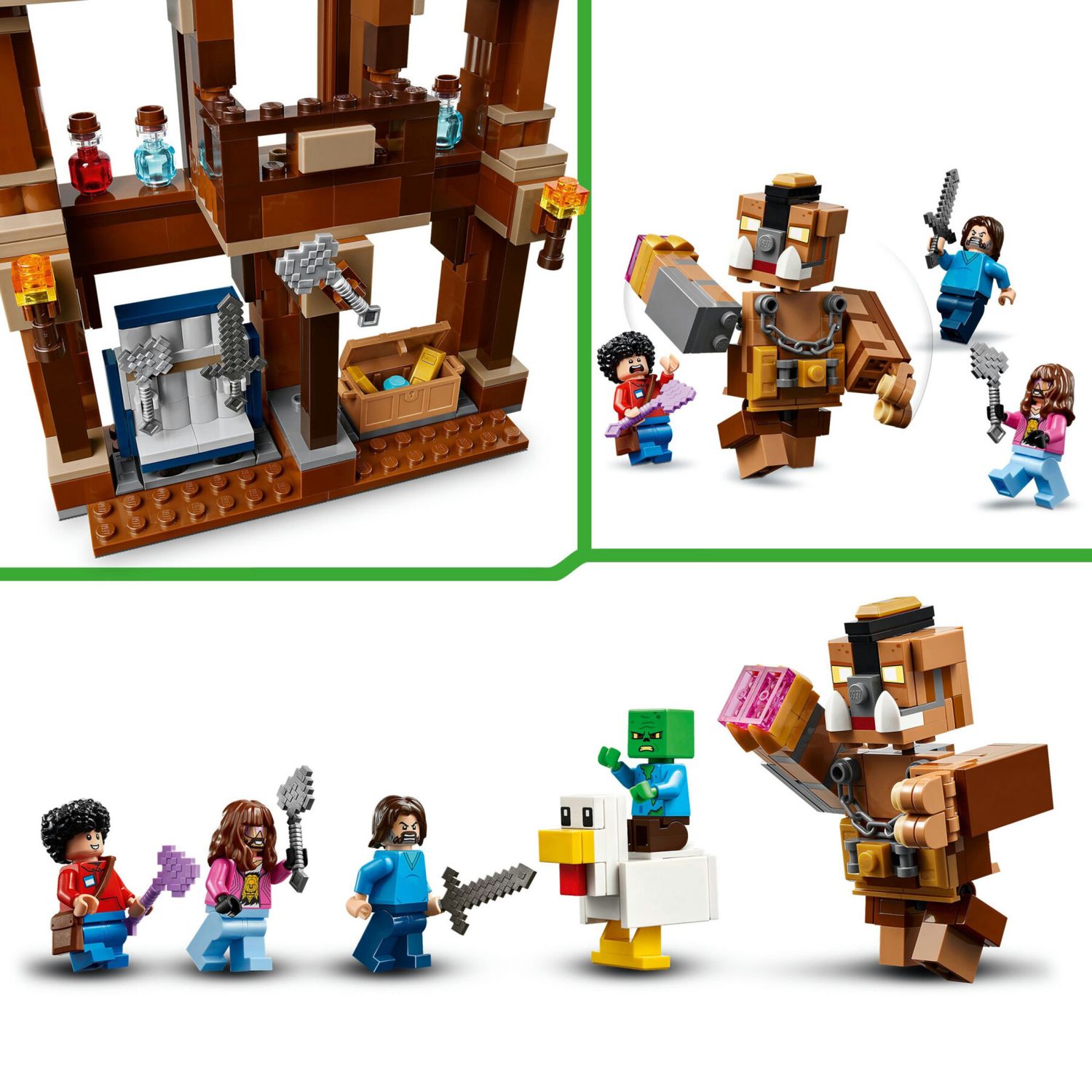 Lego minecraft 21272 magione della foresta: ring di combattimento, giocattolo interattivo con personaggi, gioco bambini 10+ - MINECRAFT, Lego