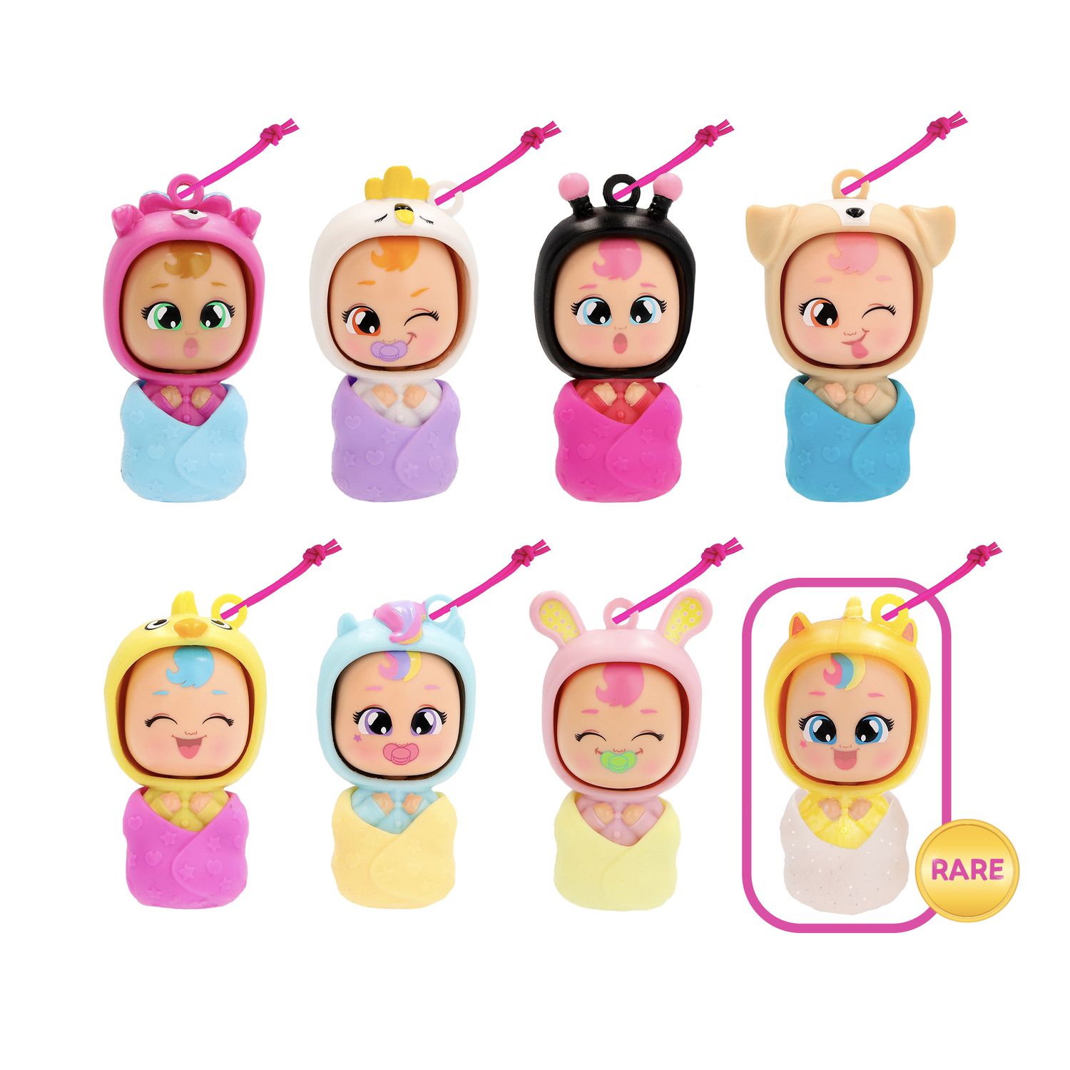 Cry babies playtime newborns - 8 bamboline portachiavi da collezionare - assortito