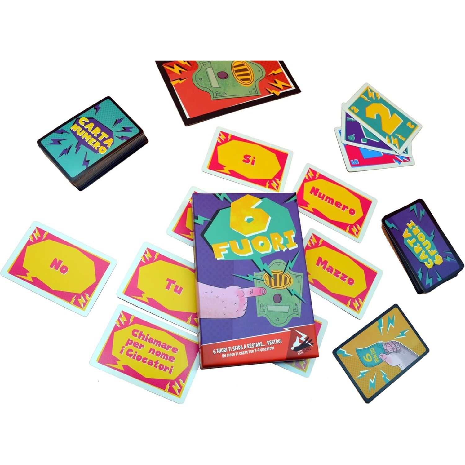 6 fuori red glove - party game da tavolo in italiano gioco di carte 6 fuori - per 3-9 giocatori - 7+ - RED EDIZIONI