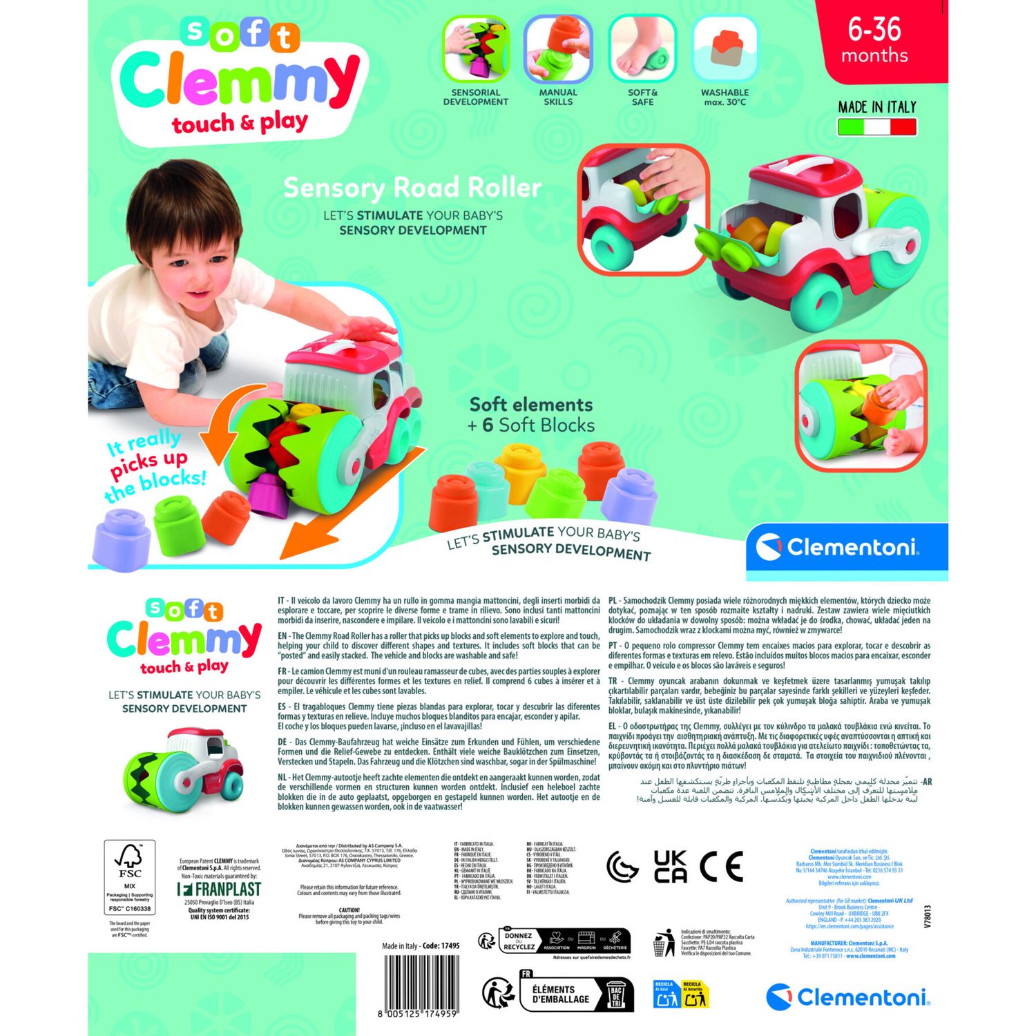 Clemmy - sensory road roller - blocks catcher - 17495 - CLEMMY