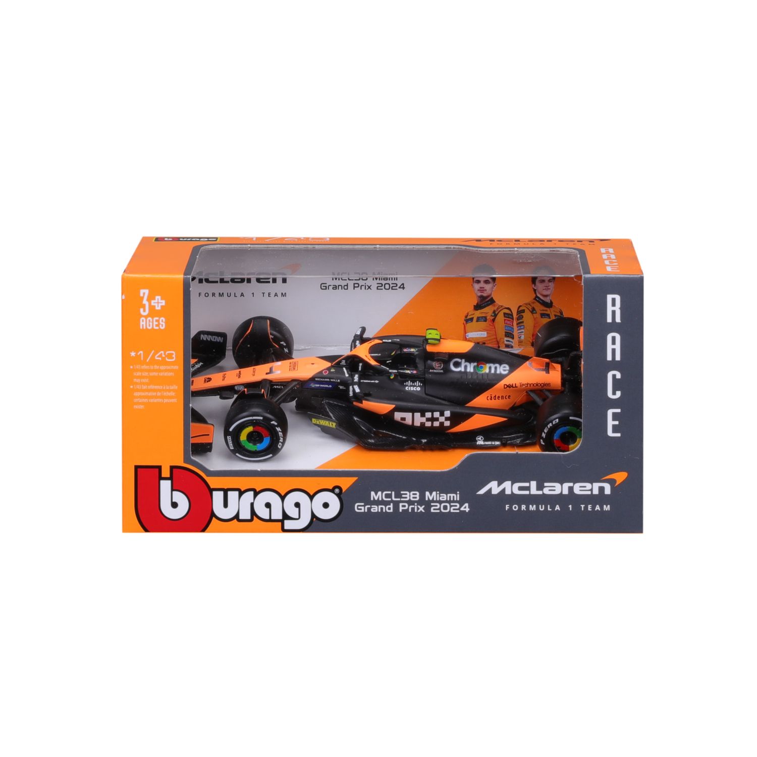 Auto burago mclaren f1 mcl 38 2024 #4 (norris) - scala 1:43 - BBURAGO