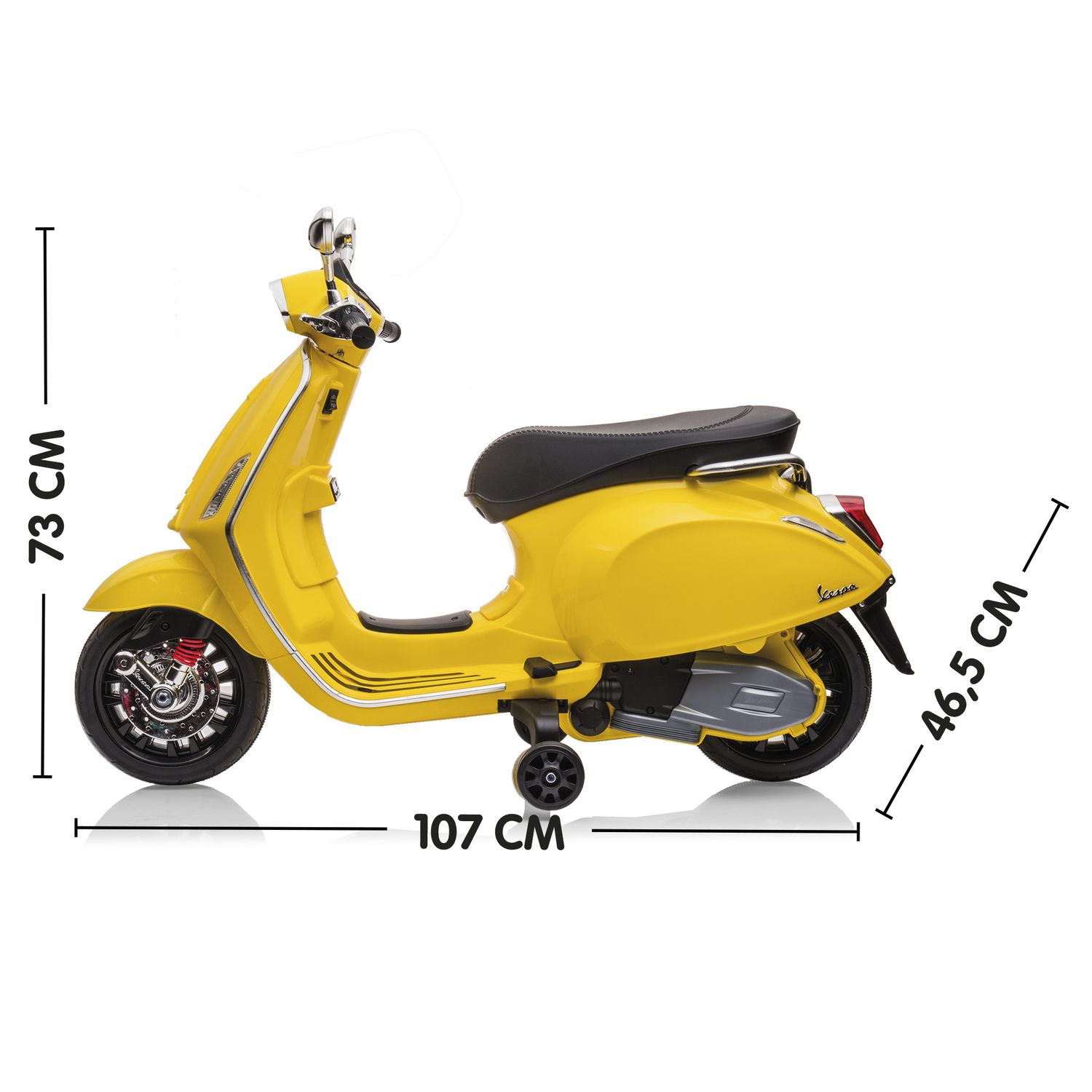 Vespa piaggio gialla per bambini con acceleratore a pedale, batteria 12v al litio, radio e funzioni avanzate - sicurezza e divertimento - SUN&SPORT