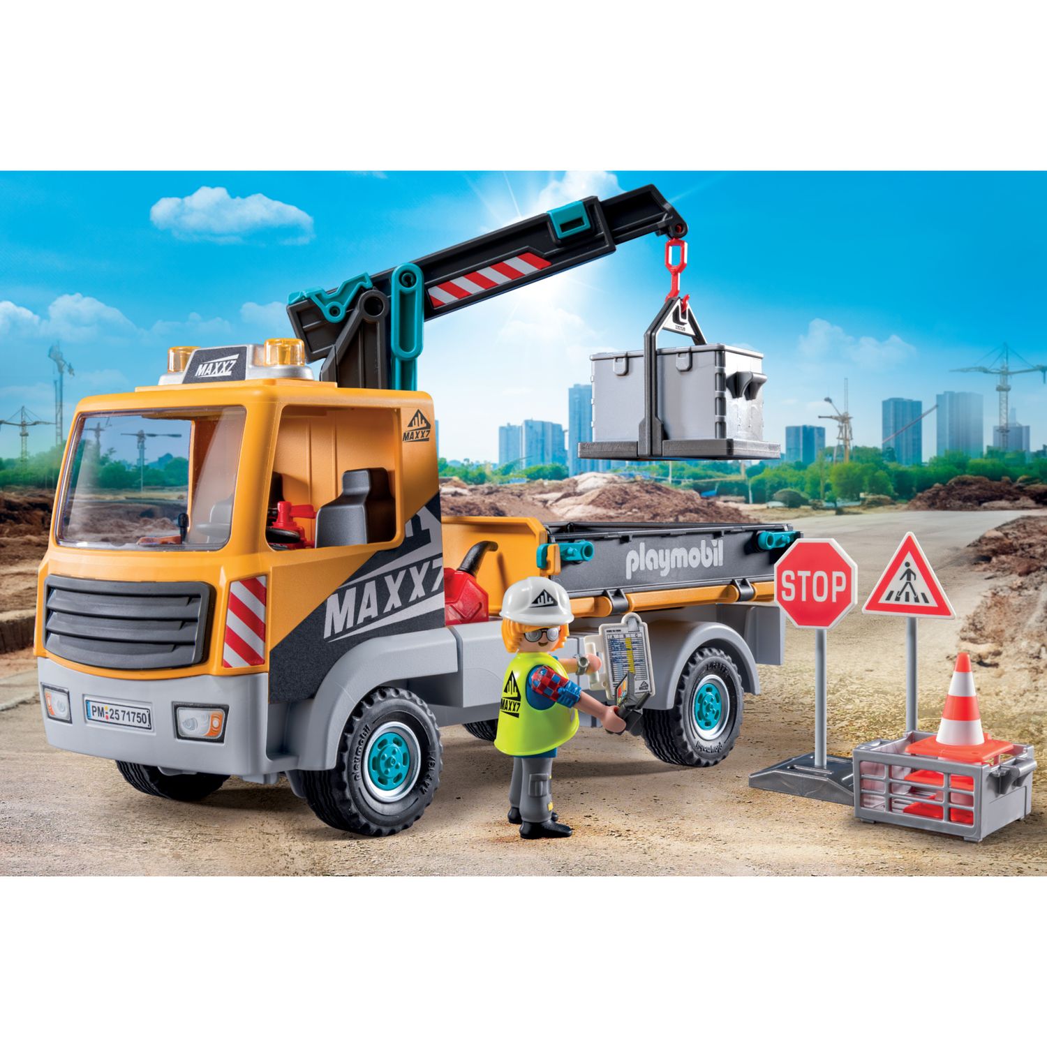 Playmobil action heroes 71750 camion da cantiere con gru - 4+ anni - Playmobil