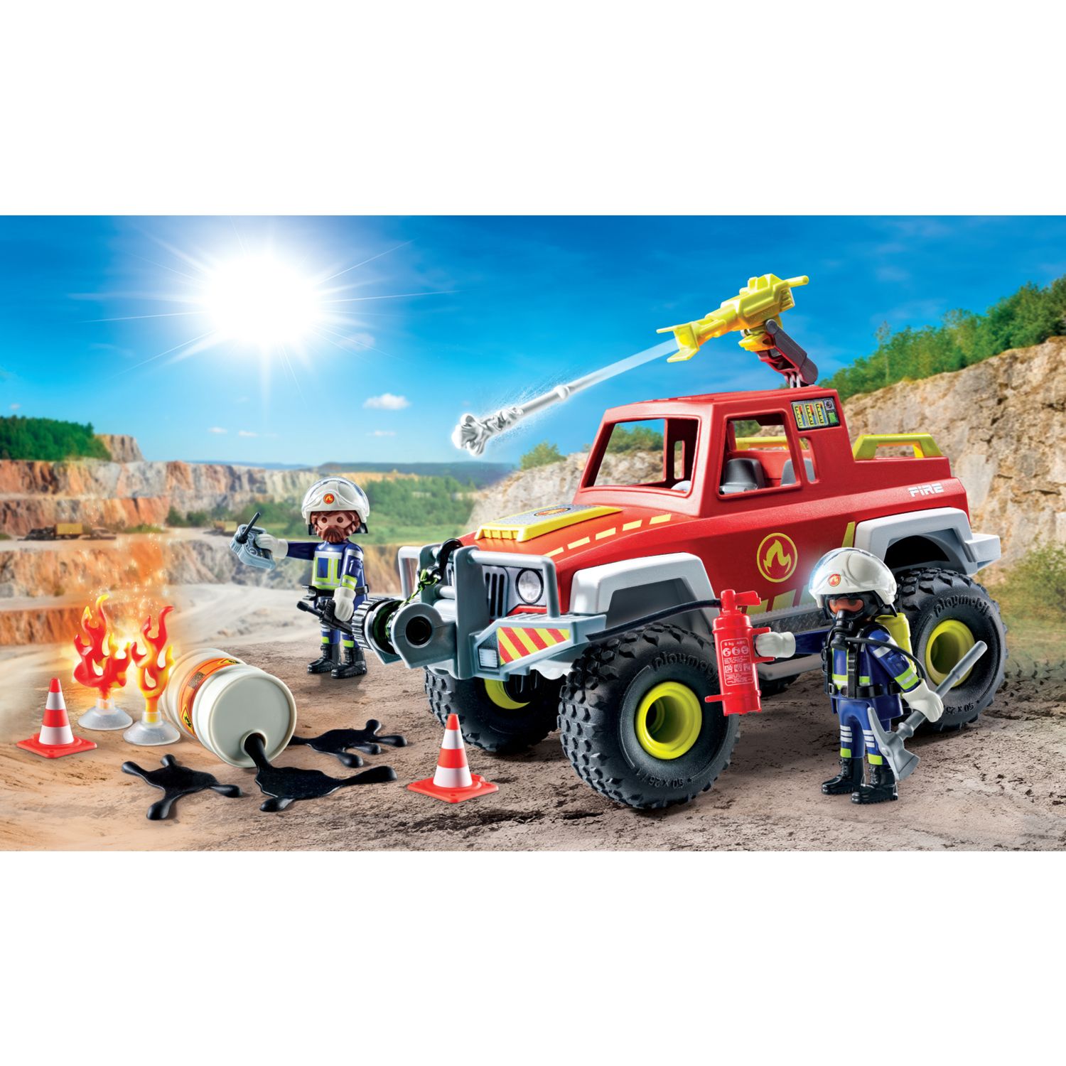 Playmobil action heroes 71824 - pick-up dei pompieri per bambini dai 4 anni - Playmobil