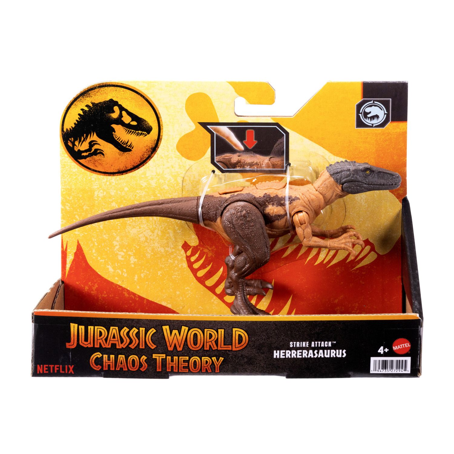Mattel jurassic world attacco fatale - herrerasaurus con articolazioni e azione d'attacco - Jurassic World