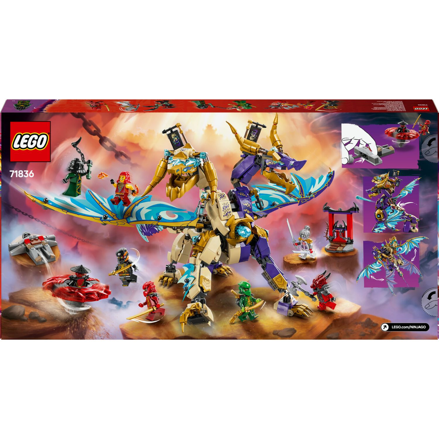 Lego ninjago 71836 l’arco dragone della concentrazione, giocattolo con drago, 8 figure e spinner spinjitzu, giochi bambini 9+ - LEGO NINJAGO, Lego
