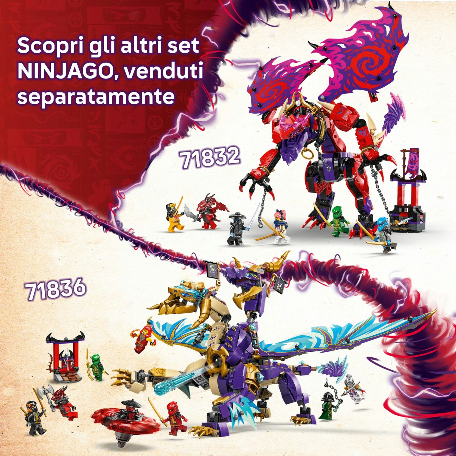 Lego ninjago 71836 l’arco dragone della concentrazione, giocattolo con drago, 8 figure e spinner spinjitzu, giochi bambini 9+ - LEGO NINJAGO, Lego