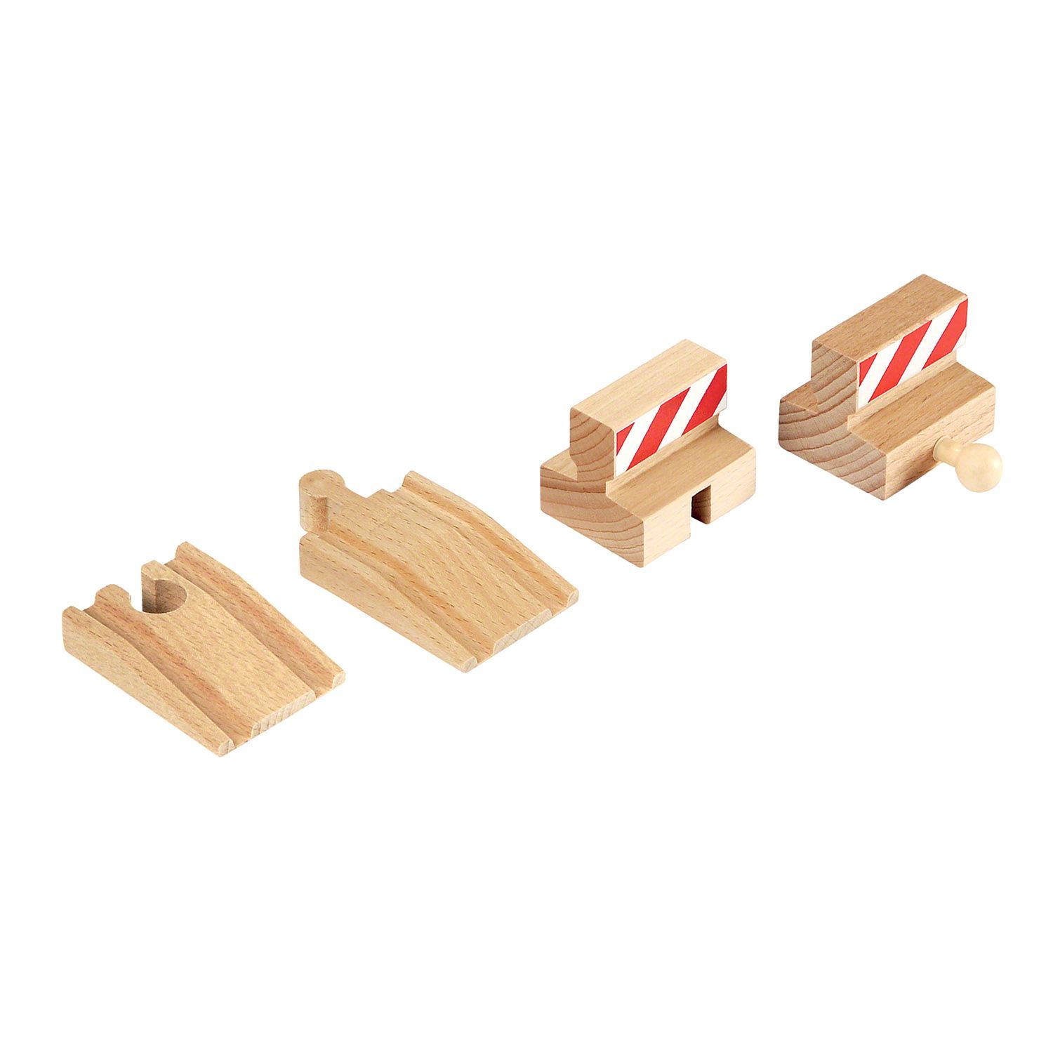 Brio ferrovia rampa e stop - set 4 pezzi - binari in legno per trenini - BRIO