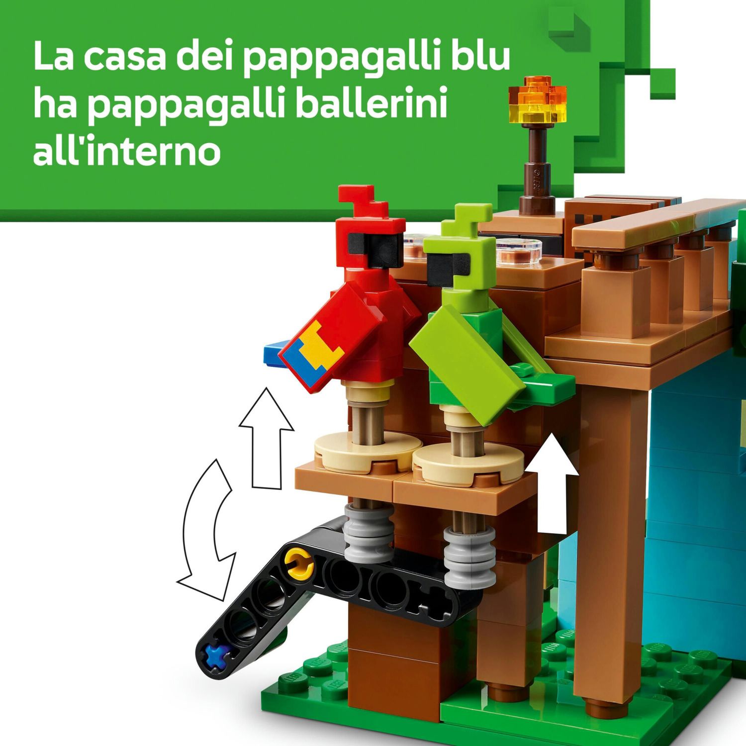 Lego minecraft 21282 le case pappagallo giocattolo con funzioni, personaggi e accessori, gioco bambini 8+ fan dei videogiochi - MINECRAFT, Lego