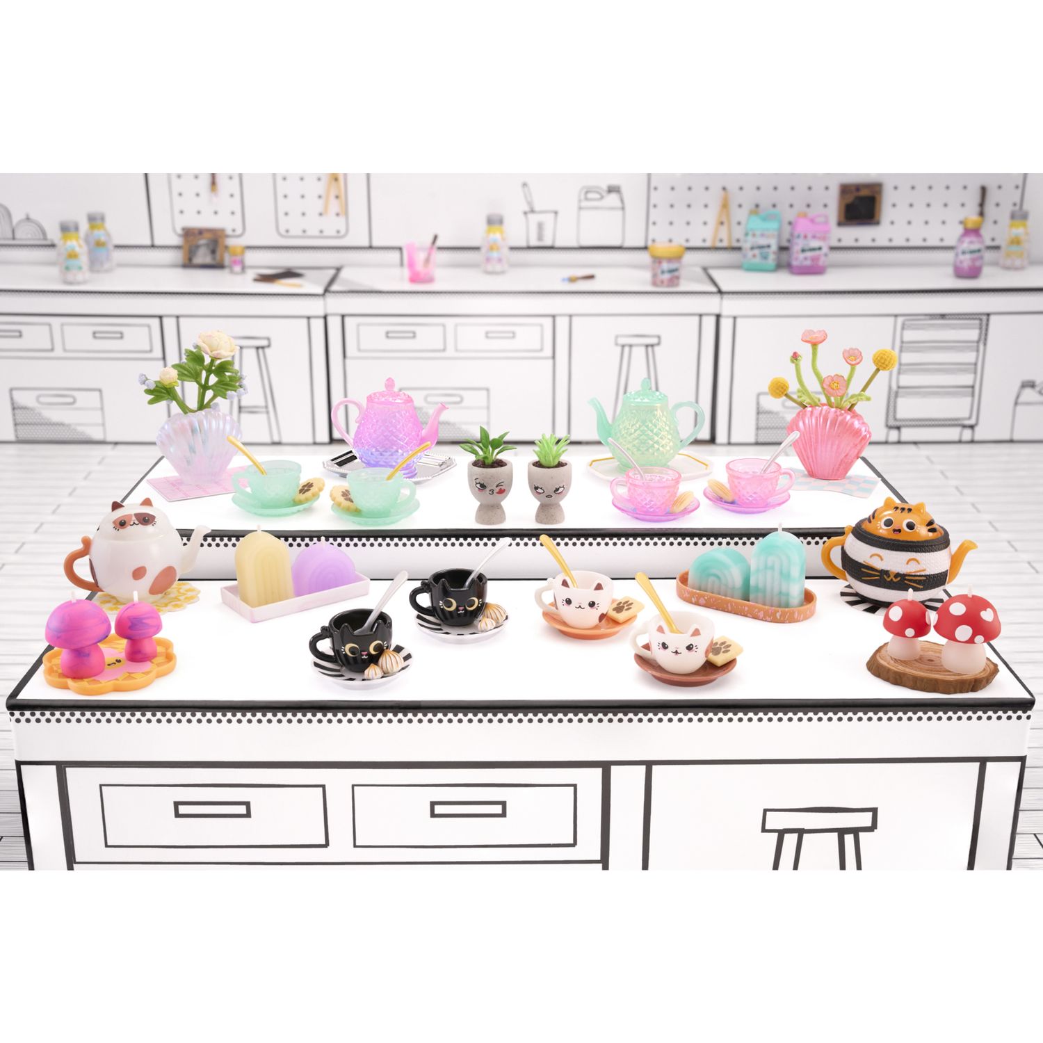 Mga’s miniverse make it mini lifestyle s2 - mini oggetti da collezione sorpresa, fai da te in resina: teiere, tazze, candele, vasi, 8+ - MINIVERSE MGA