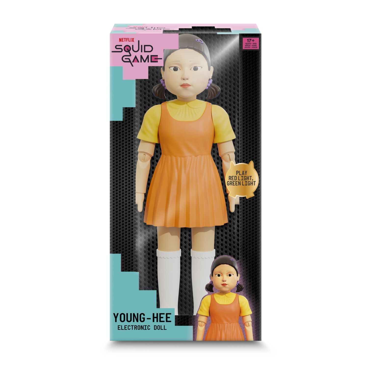 Squid game electronic doll young hee - bambola interattiva con testa rotante, sensori, luci e suoni - Squid Game