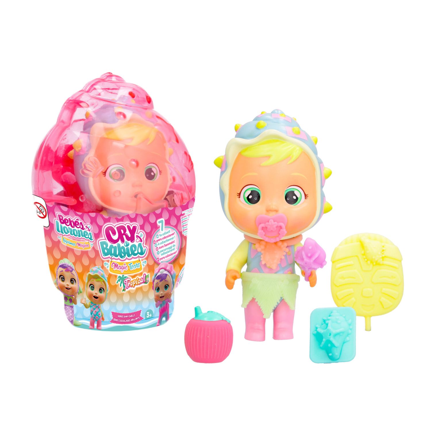 Cry babies magic tears shiny shells, bambola assortita da collezionare effetto perlato che piangono lacrime vere; con accessori nascosti - CRY BABIES