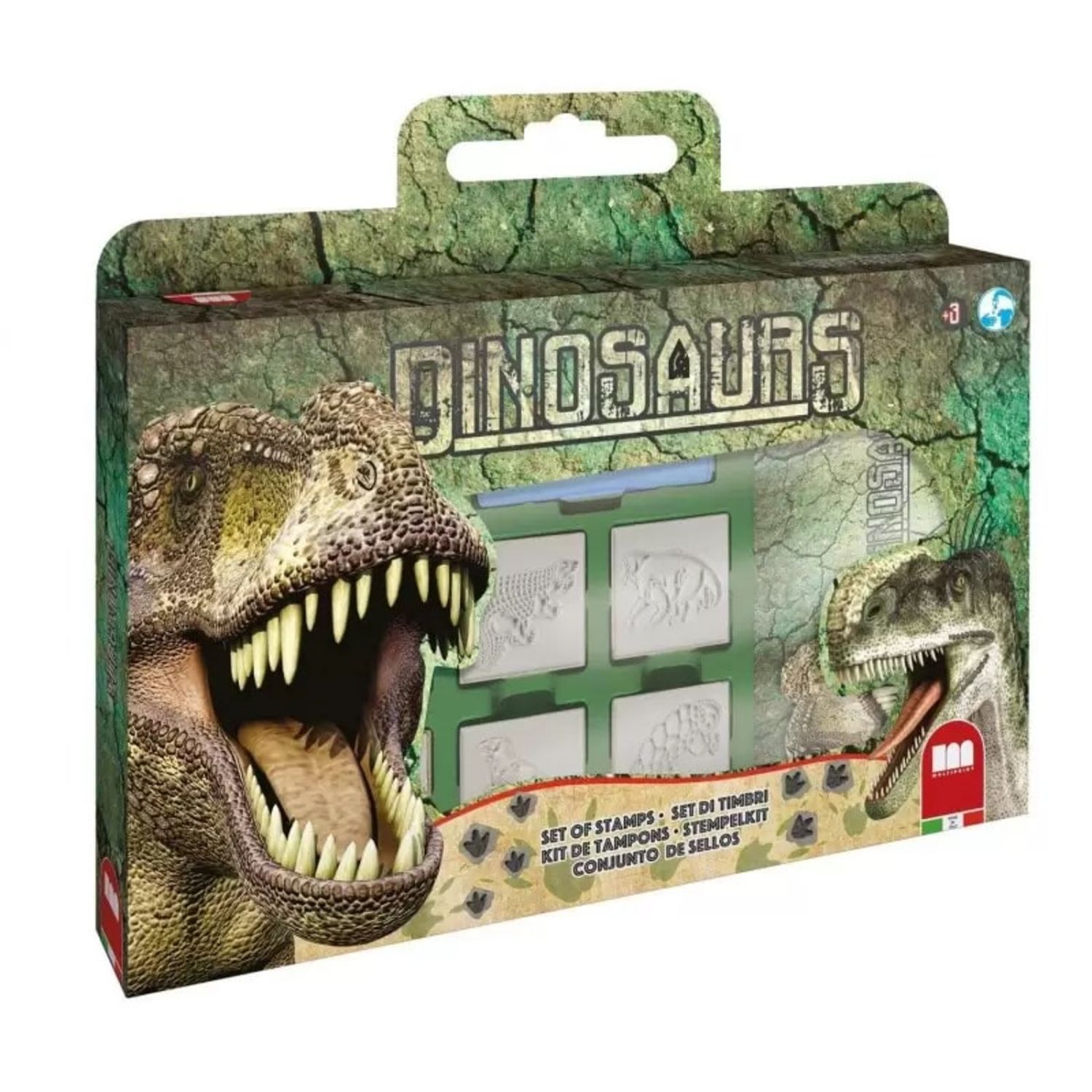 Multiprint - set valigetta 7 timbri per bambini dinosauri - 