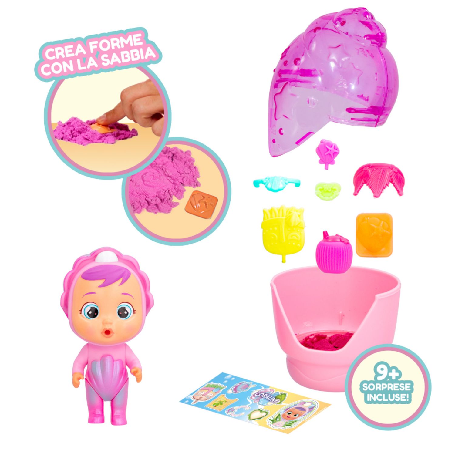 Cry babies magic tears shiny shells, bambola assortita da collezionare effetto perlato che piangono lacrime vere; con accessori nascosti - CRY BABIES