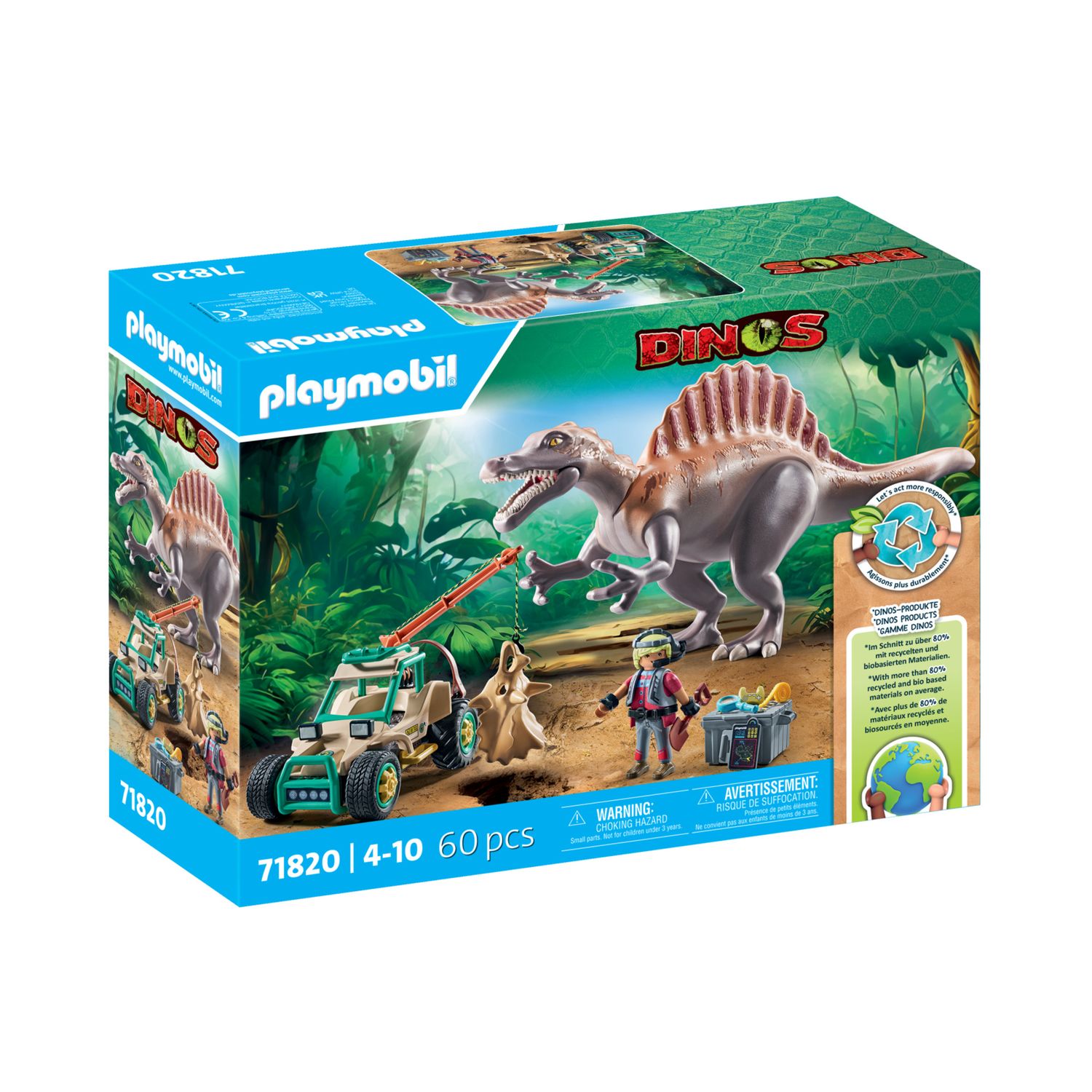 Playmobil dinos 71820 l'attacco dello spinosauro - 4+ anni - Playmobil