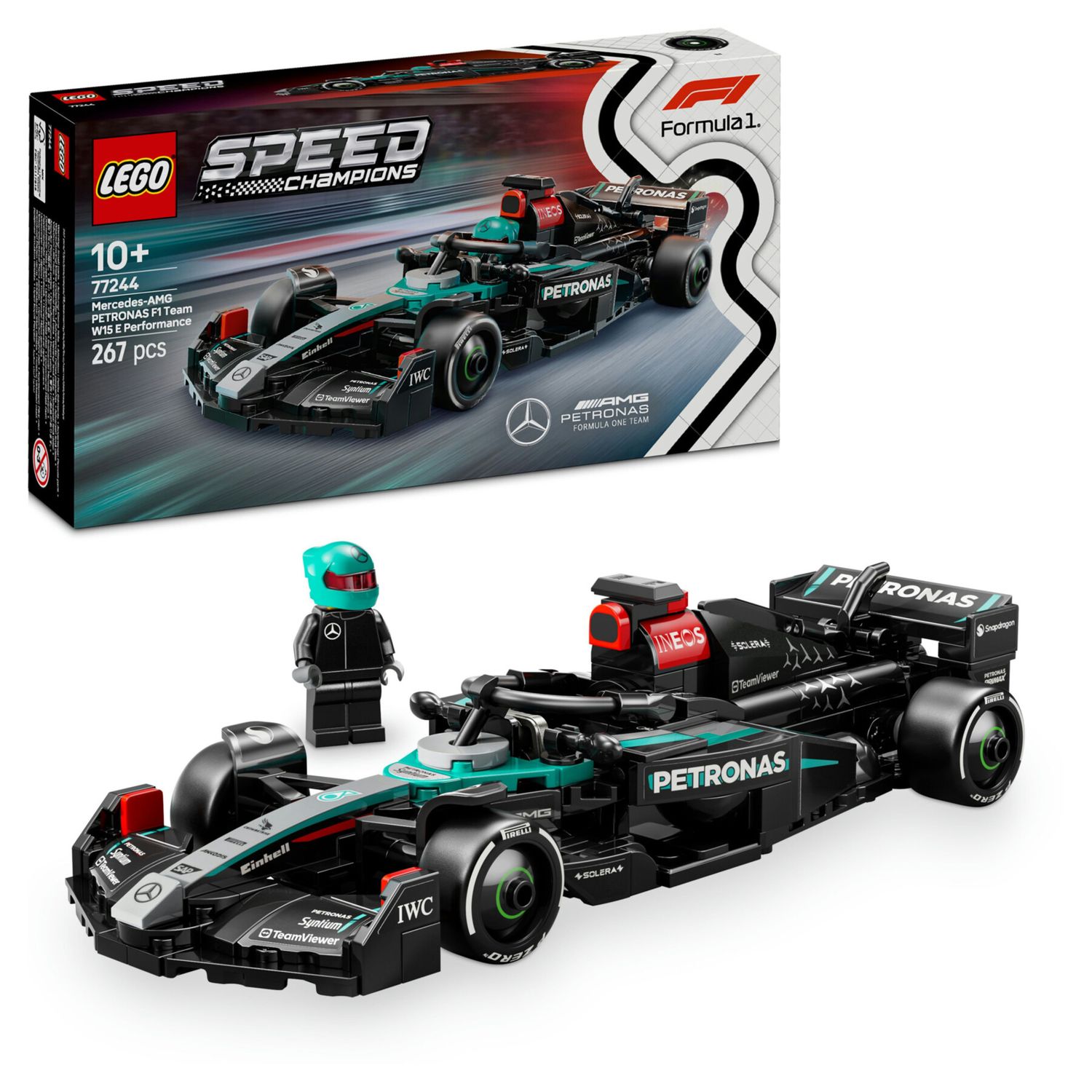 Lego speed champions 77244 auto da corsa mercedes-amg petronas f1 w 15 macchina giocattolo da collezione con pilota, bambini10+ - LEGO SPEED CHAMPIONS, Lego