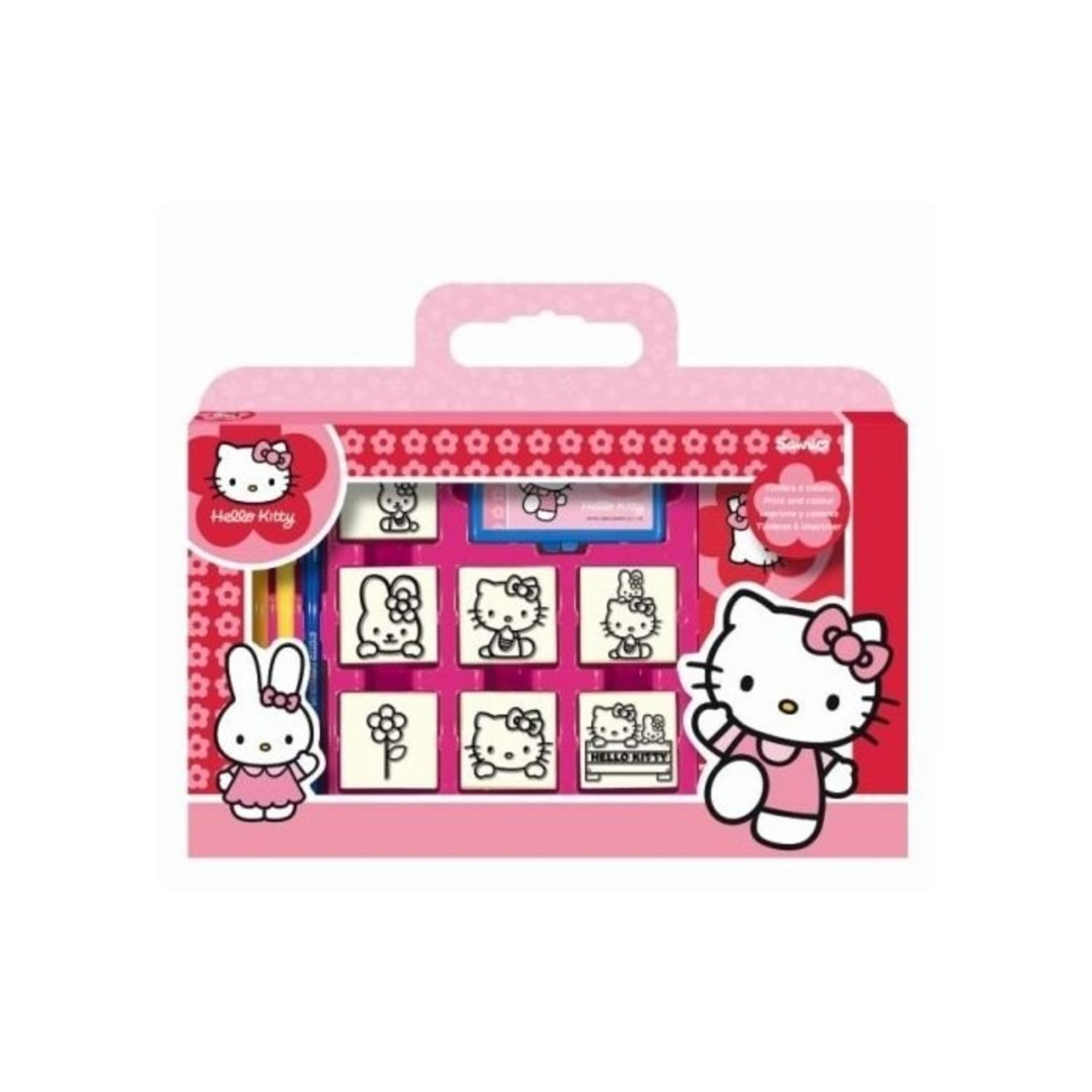 Multiprint - set valigetta 7 timbri per bambini hello kitty - Hello Kitty