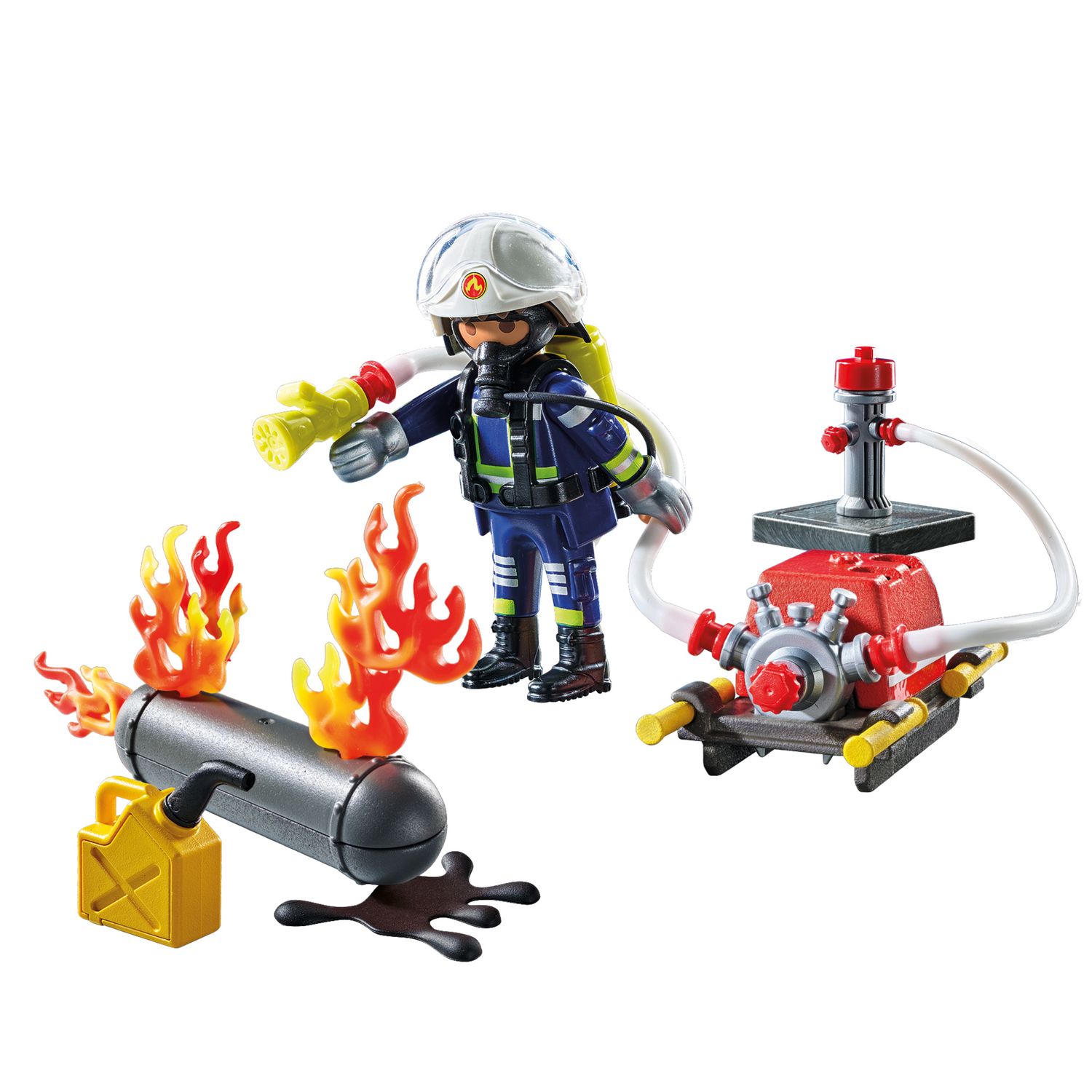 Playmobil action heroes 71826 - pompiere con pompa d'acqua per bambini dai 4 anni - Playmobil