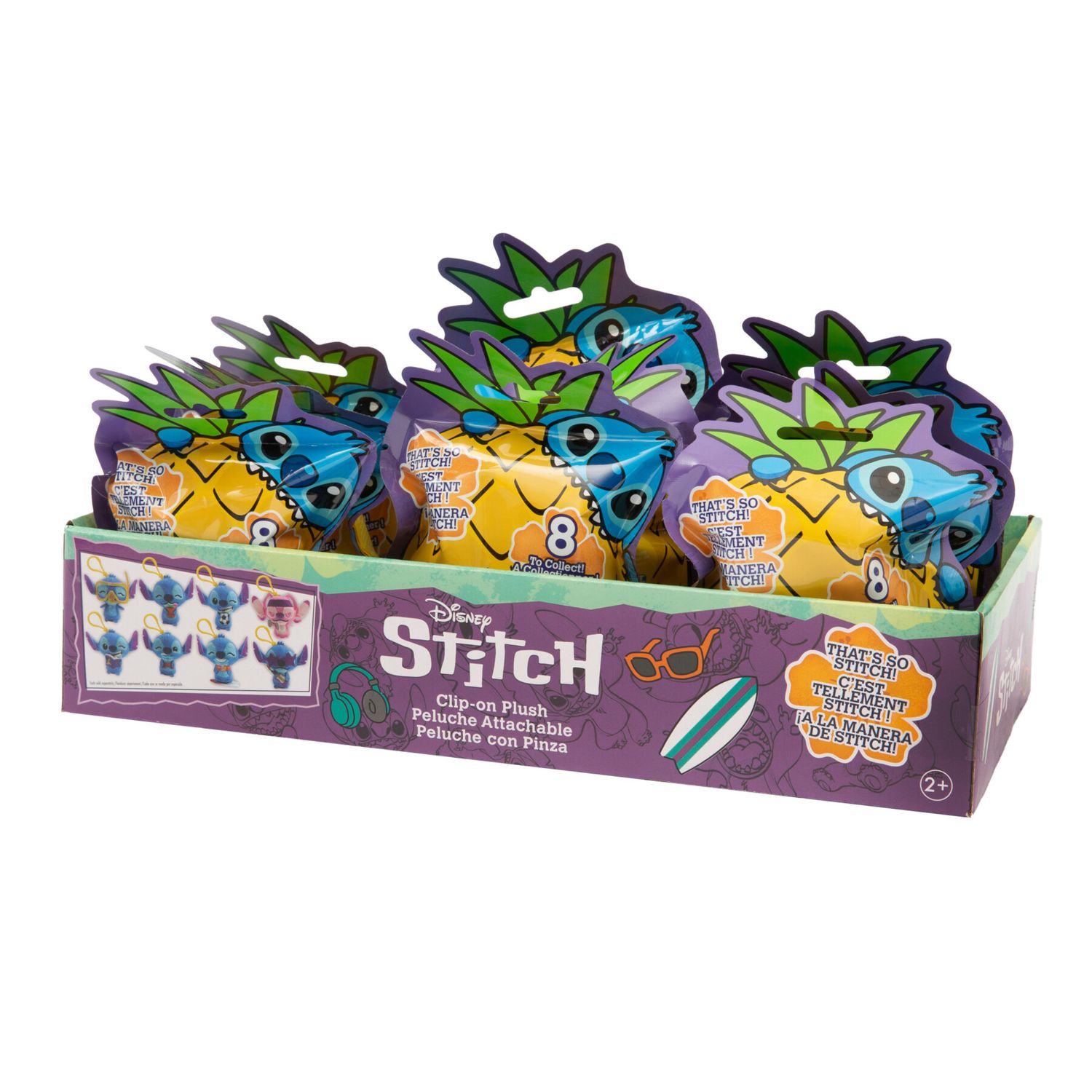 Mini peluche stitch 7 cm - con gancetto e bustina ananas - singolo e assortito - Disney Stitch