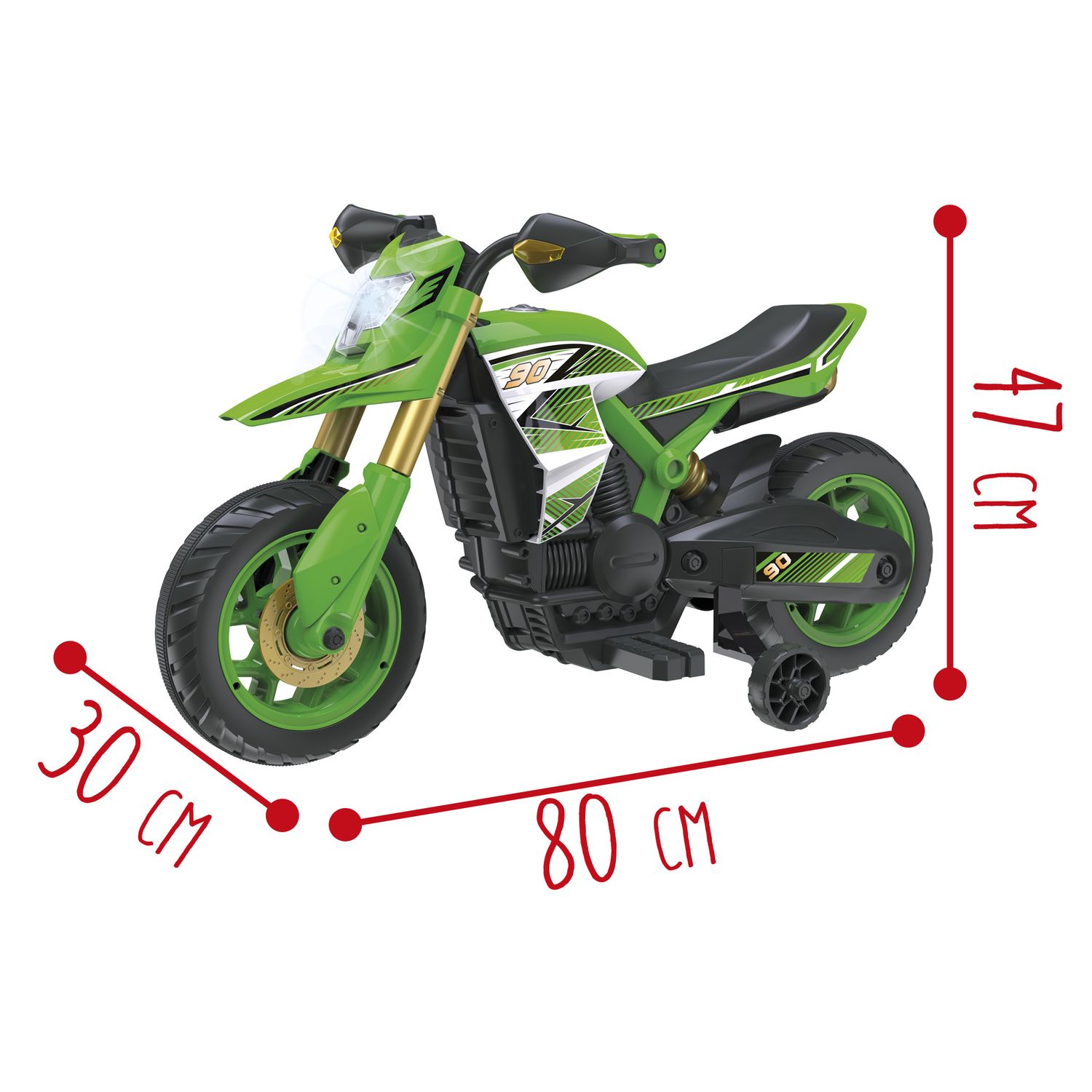 Moto cross elettrica 6v per bambini - con batteria al litio, luci, suoni realistici e stabilizzatori, fino a 3 km/h - SUN&SPORT