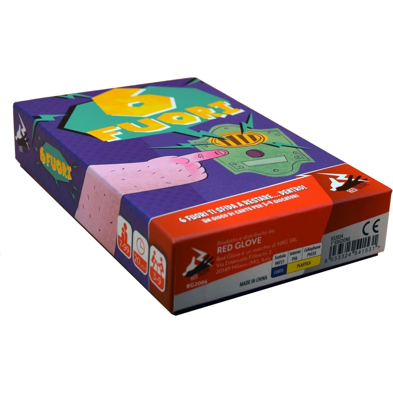 6 fuori red glove - party game da tavolo in italiano gioco di carte 6 fuori - per 3-9 giocatori - 7+ - RED EDIZIONI