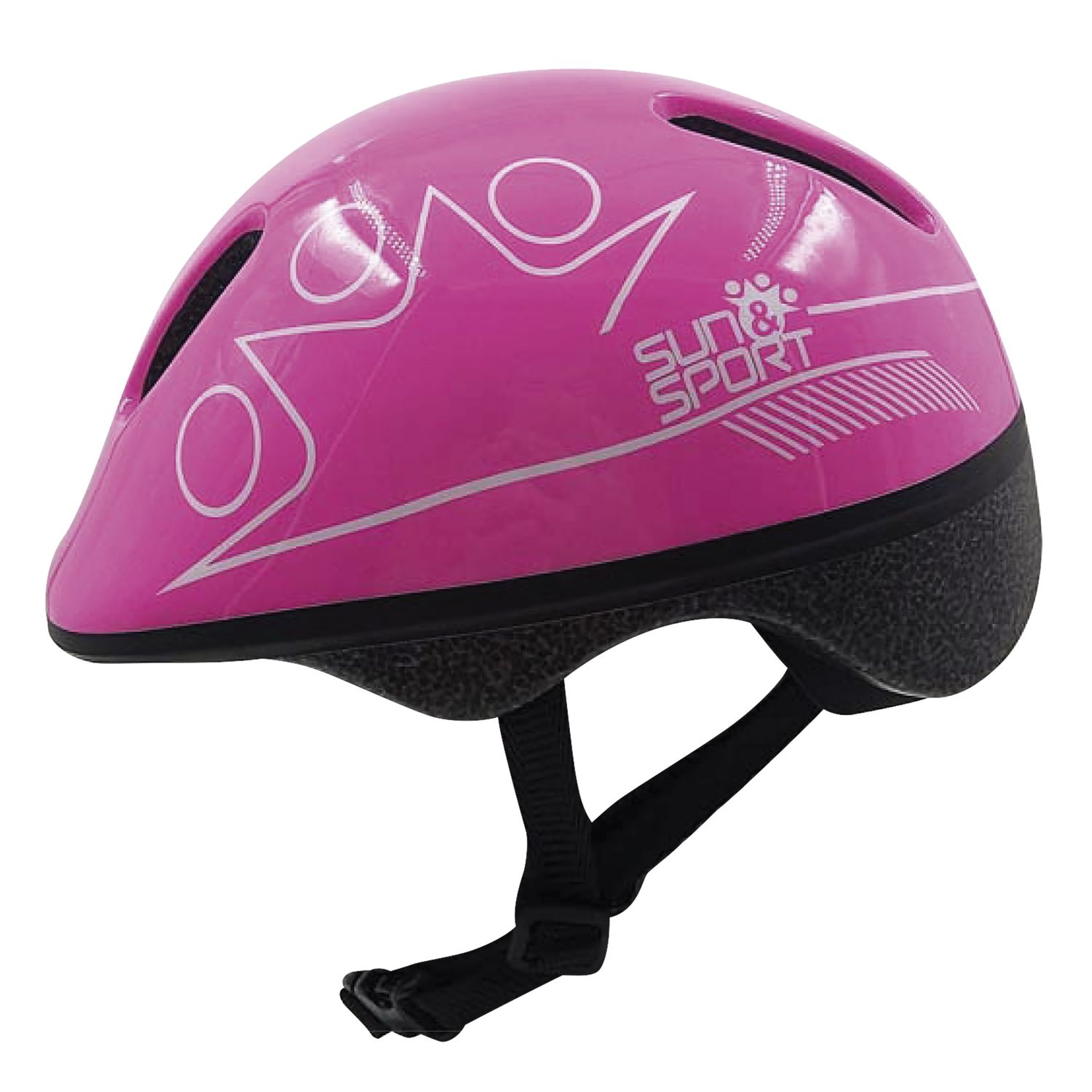 Casco rosa da pattinaggio e bicicletta per bambini - regolabile, traspirante, sicuro - taglia 50-52 cm - SUN&SPORT