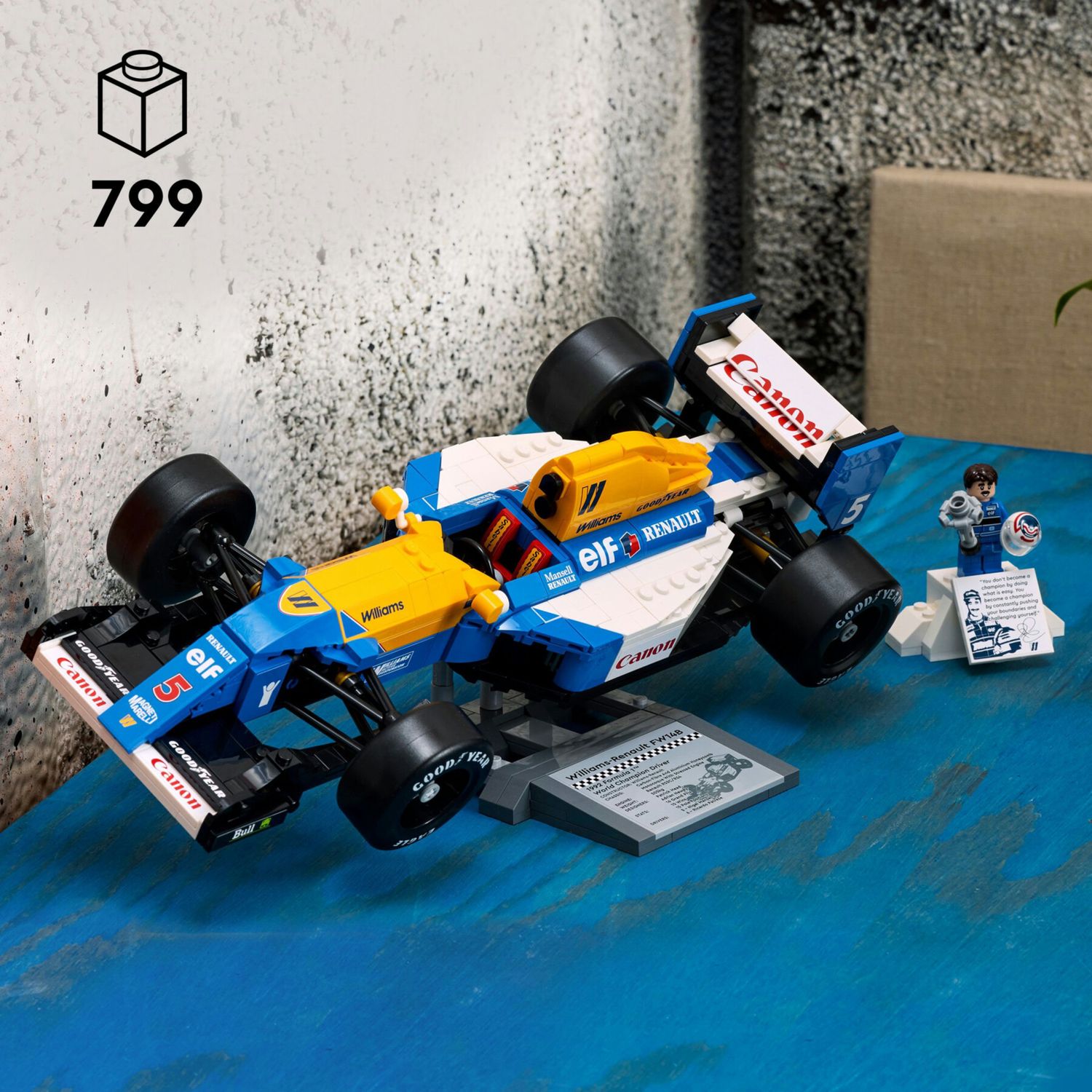 Lego icons 10353 williams racing fw14b e nigel mansell, modello di auto f1 con minifigure, regalo per adulti, uomo o donna - Lego, LEGO ICONS
