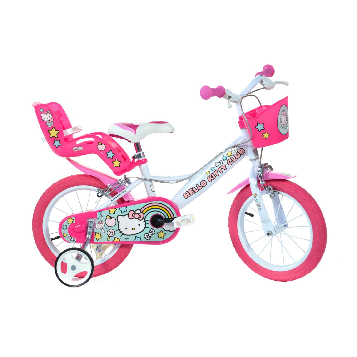 Bicicletta hello kitty 14" - telaio acciaio, ruote gonfiabili, freno e stabilizzatori - Hello Kitty