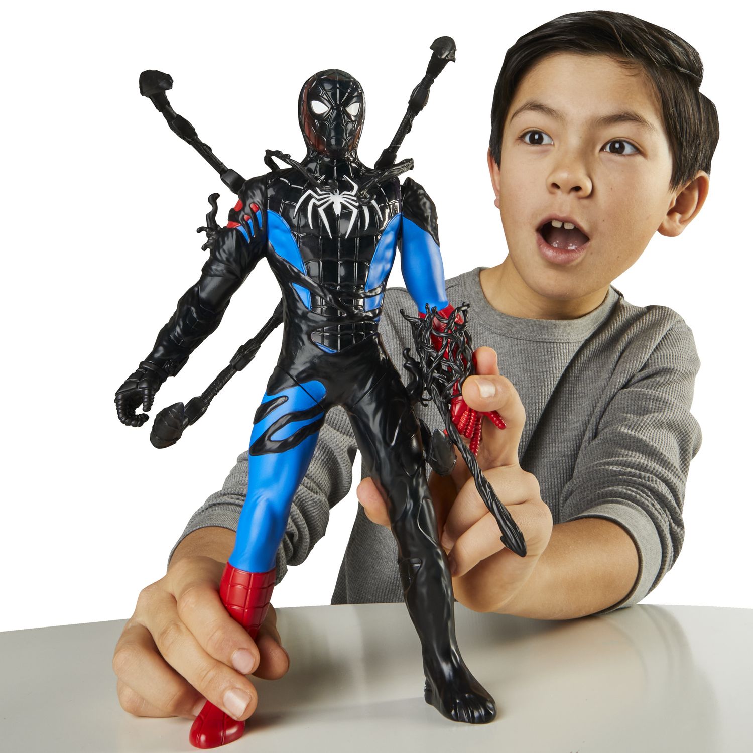 Marvel spider-man venomversus action figure liquid shifter 27 cm con accessori, trasformazione simbionte, gioco creativo per bambini 4+ - Spiderman