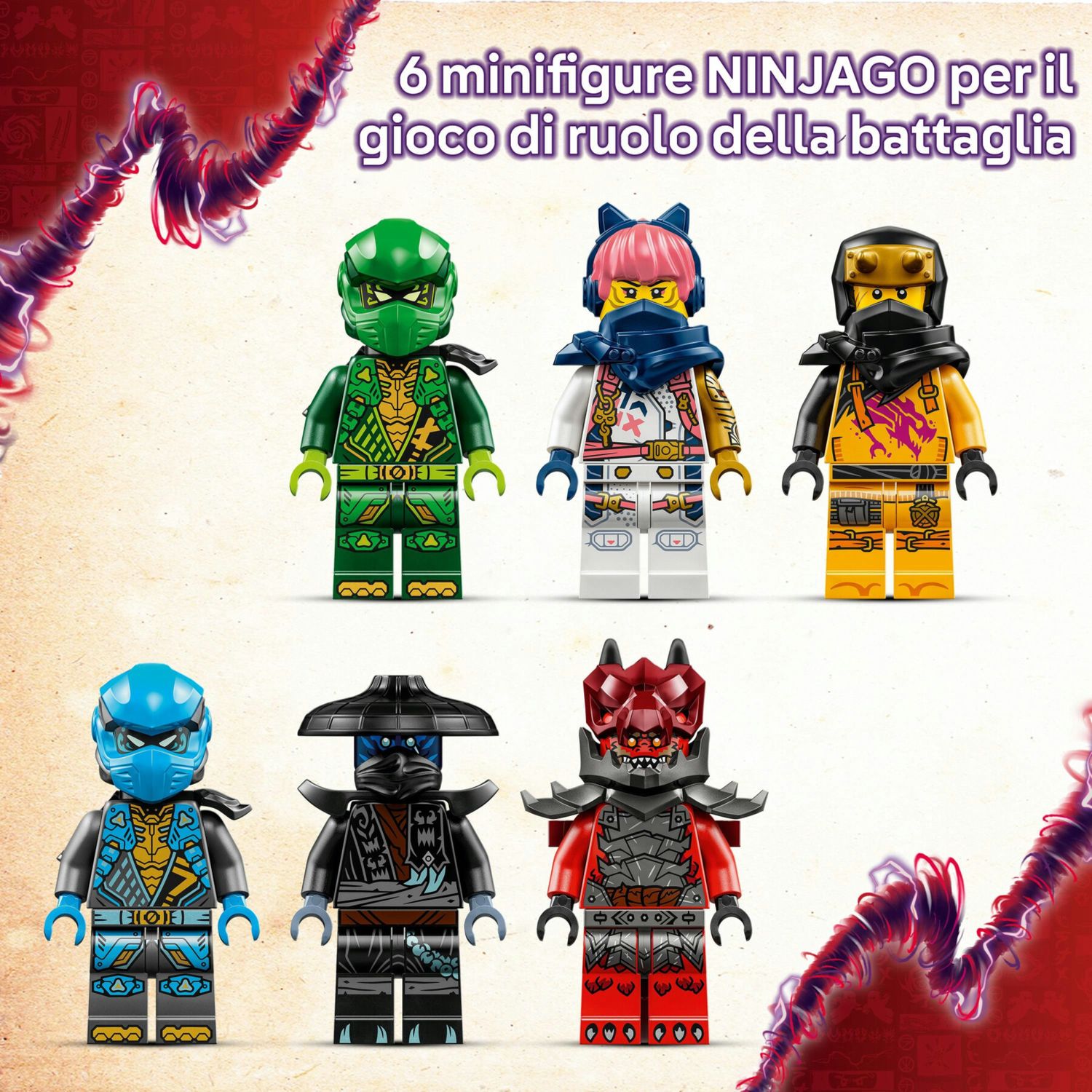 Lego ninjago 71832 thunderfang, il drago del caos, action figure giocattolo snodabile con 6 personaggi, giochi per bambini 8+ - LEGO NINJAGO, Lego