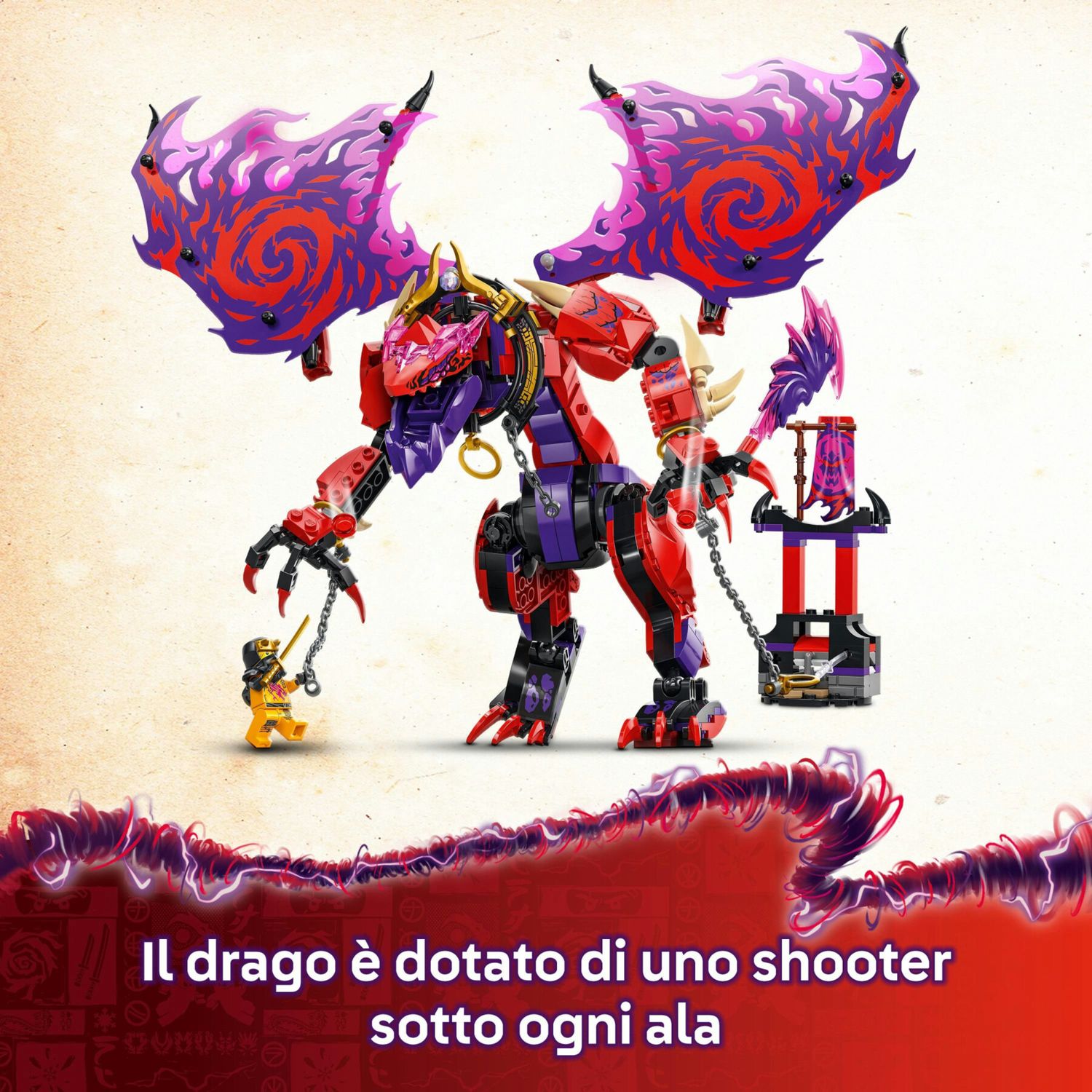 Lego ninjago 71832 thunderfang, il drago del caos, action figure giocattolo snodabile con 6 personaggi, giochi per bambini 8+ - LEGO NINJAGO, Lego